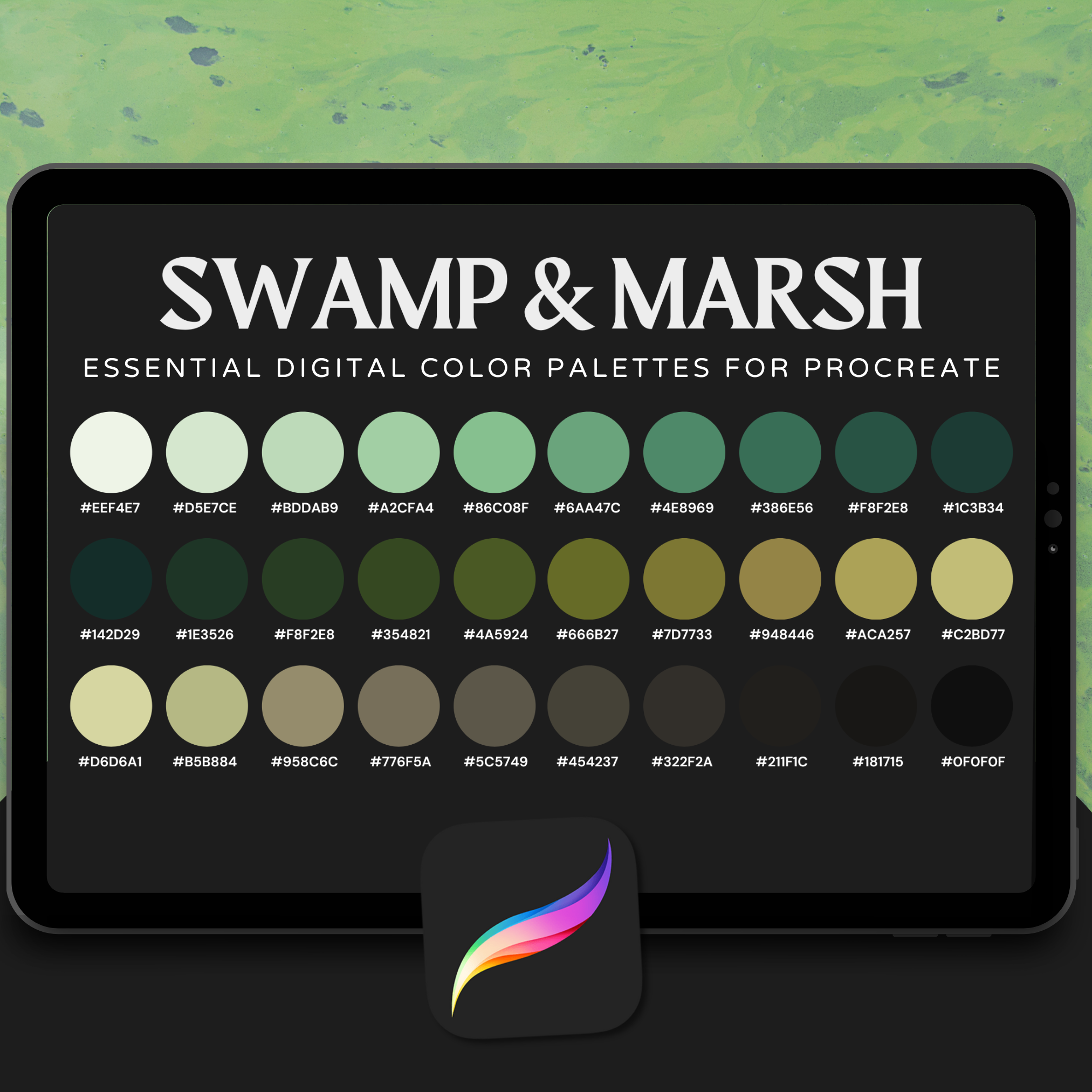 Swamp & Marsh Color Palette for Procreate – Murky Bog Tones + Hex Chart