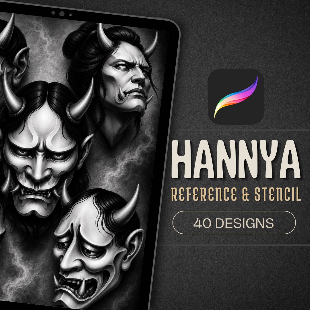 Hanya Masks Procreate tattoo brush stamp set — design 1
