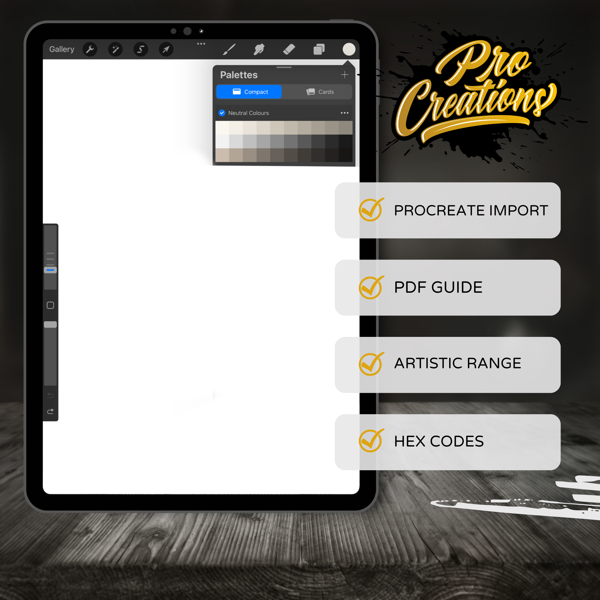 Neutral Tones Tattoo Colour Palette for Procreate – Soft Ink Shades + Hex Chart