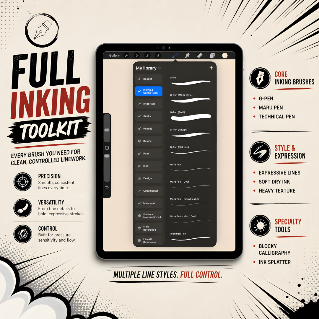 Inking & Comic Brush Set
