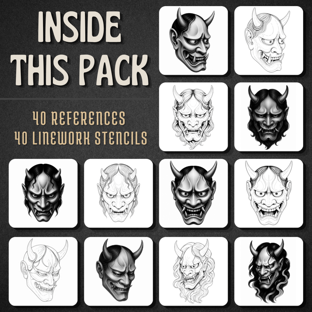 Hanya Masks Procreate tattoo brush stamp set — design 2