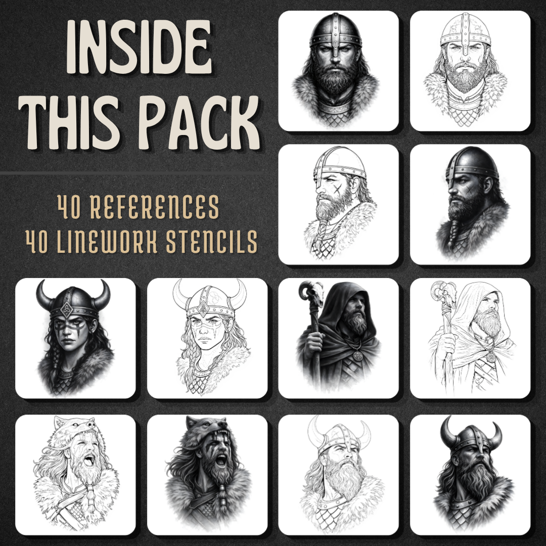 Vikings Procreate tattoo brush stamp set — design 2