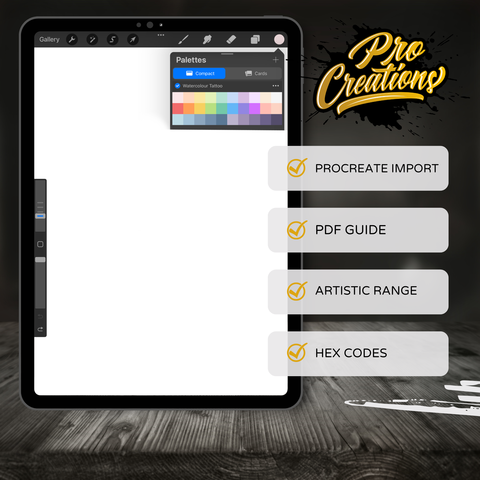 Watercolour Tattoo Colour Palette for Procreate – Soft Ink Swatches + Hex Chart