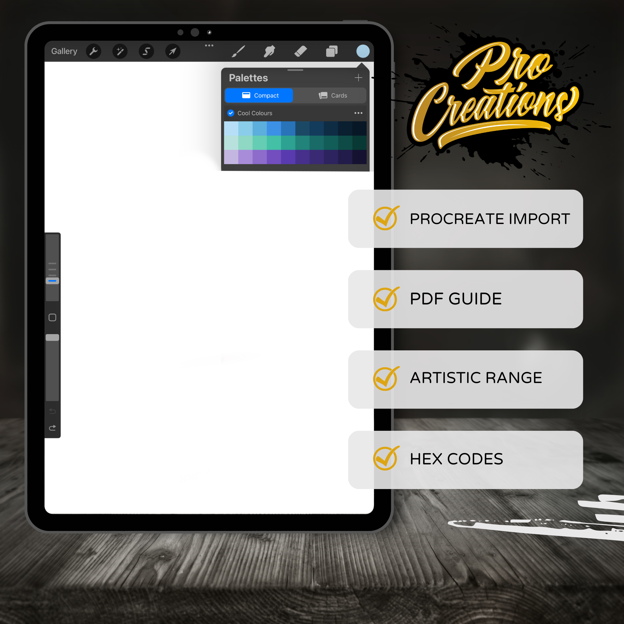 Cool Colours Tattoo Palette for Procreate – Blue, Purple & Teal Ink Tones + Hex Chart