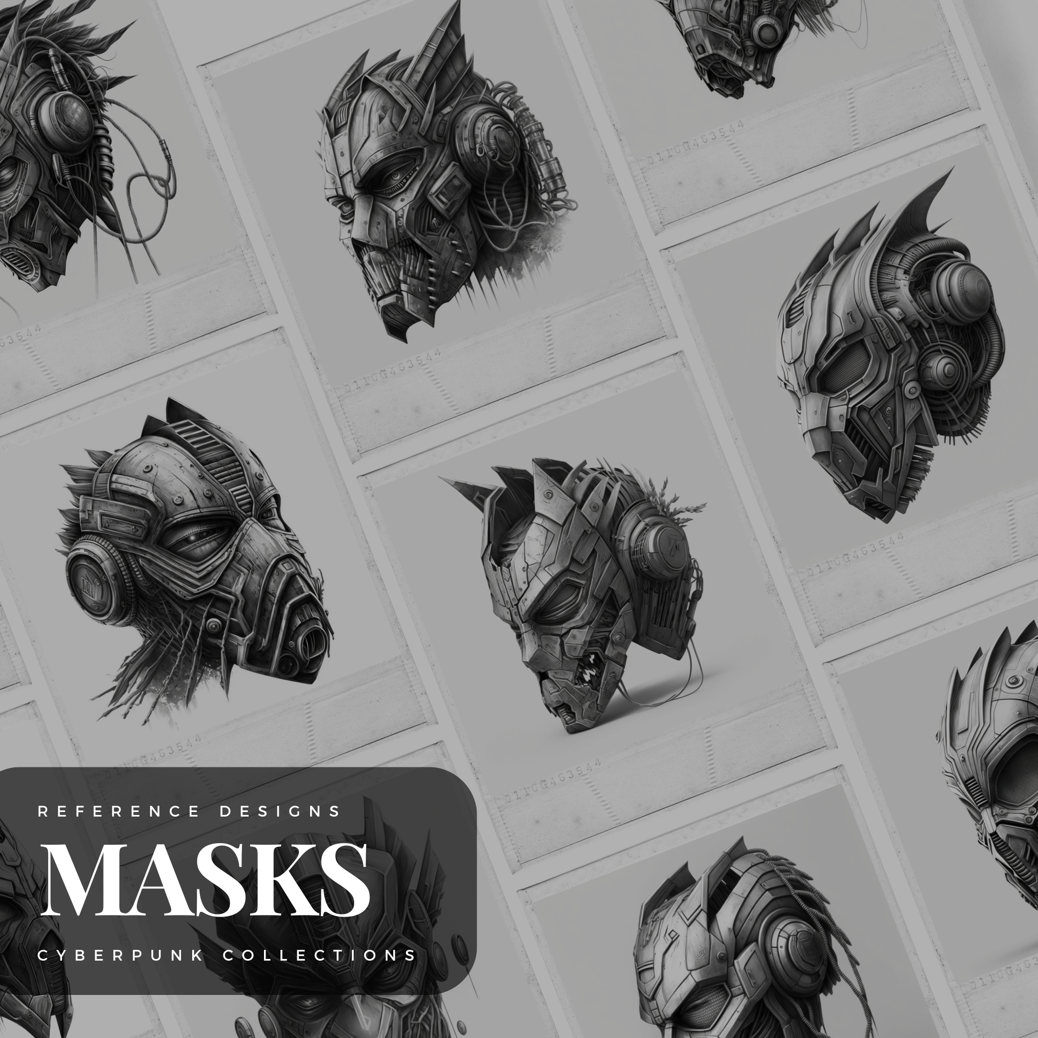 Cyberpunk Masks Digital Reference Design Collection: 50 Procreate & Sketchbook Images