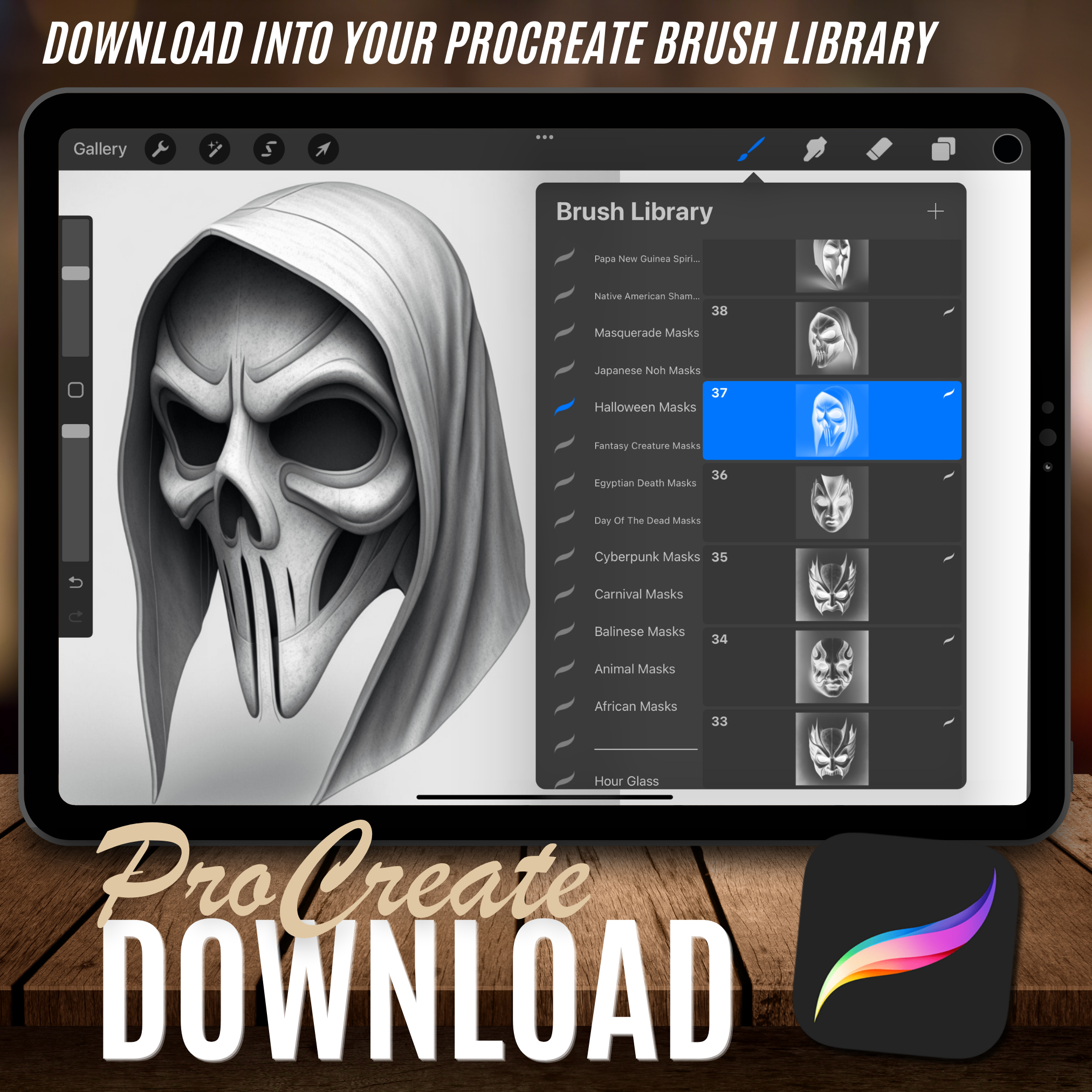 Halloween Masks Digital Reference Design Collection: 50 Procreate & Sketchbook Images