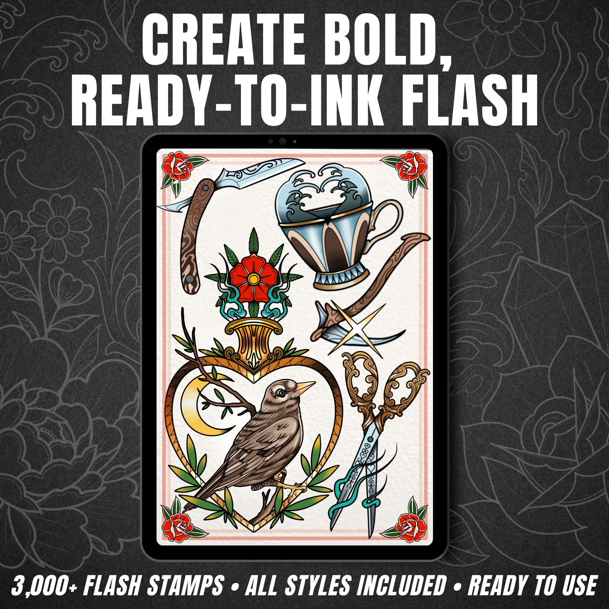 The Ultimate Procreate Tattoo Design Kit – 3,000+ Stamps & Tools