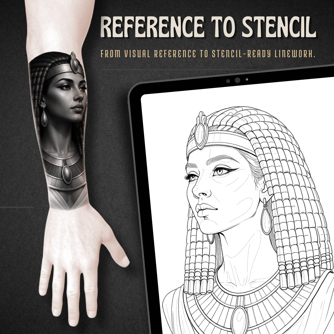 Egyptian Queens Procreate Brush Set | 40 Tattoo Designs + Stencils