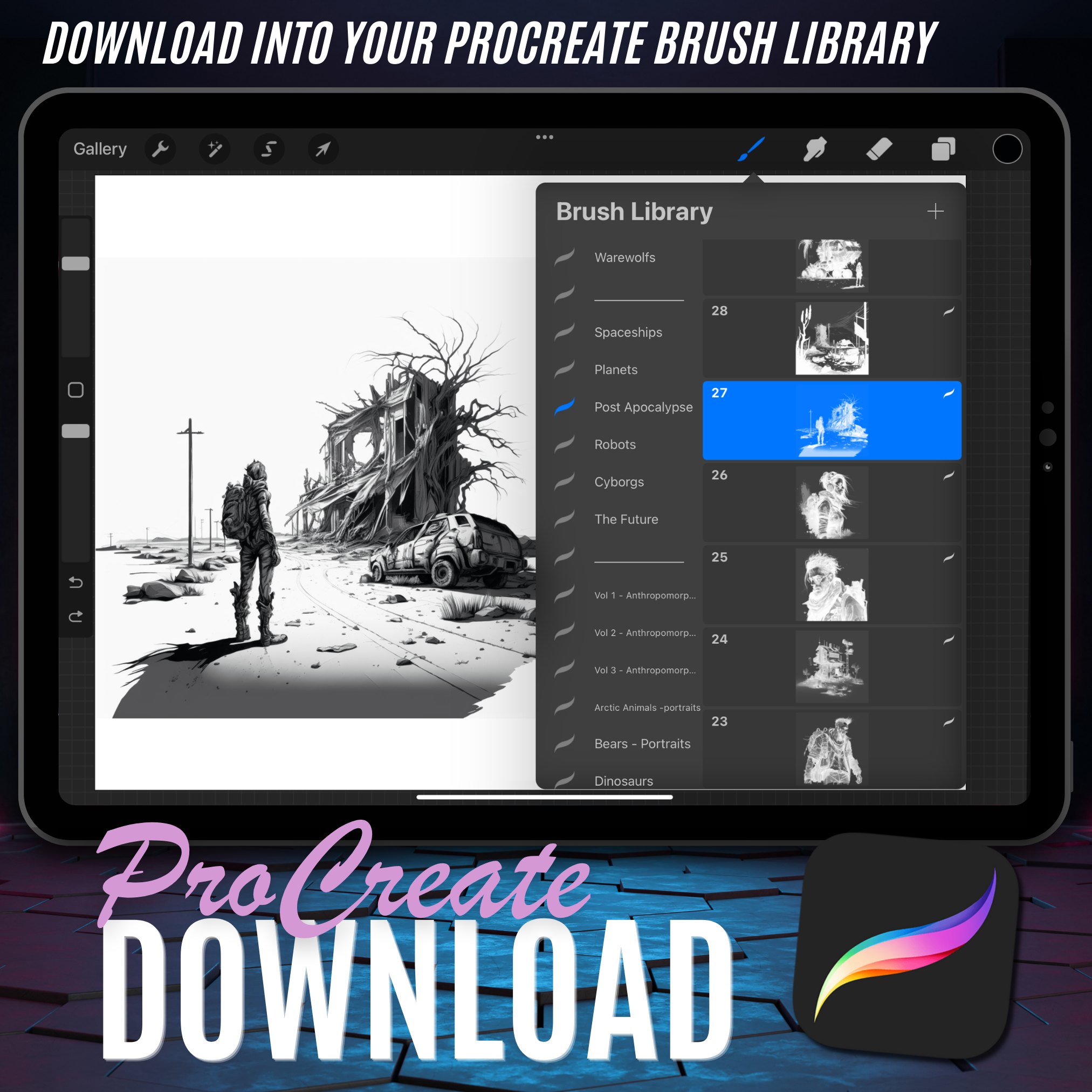 Post Apocalypse Digital Sci-Fi Design Collection: 100 Procreate & Sketchbook Images