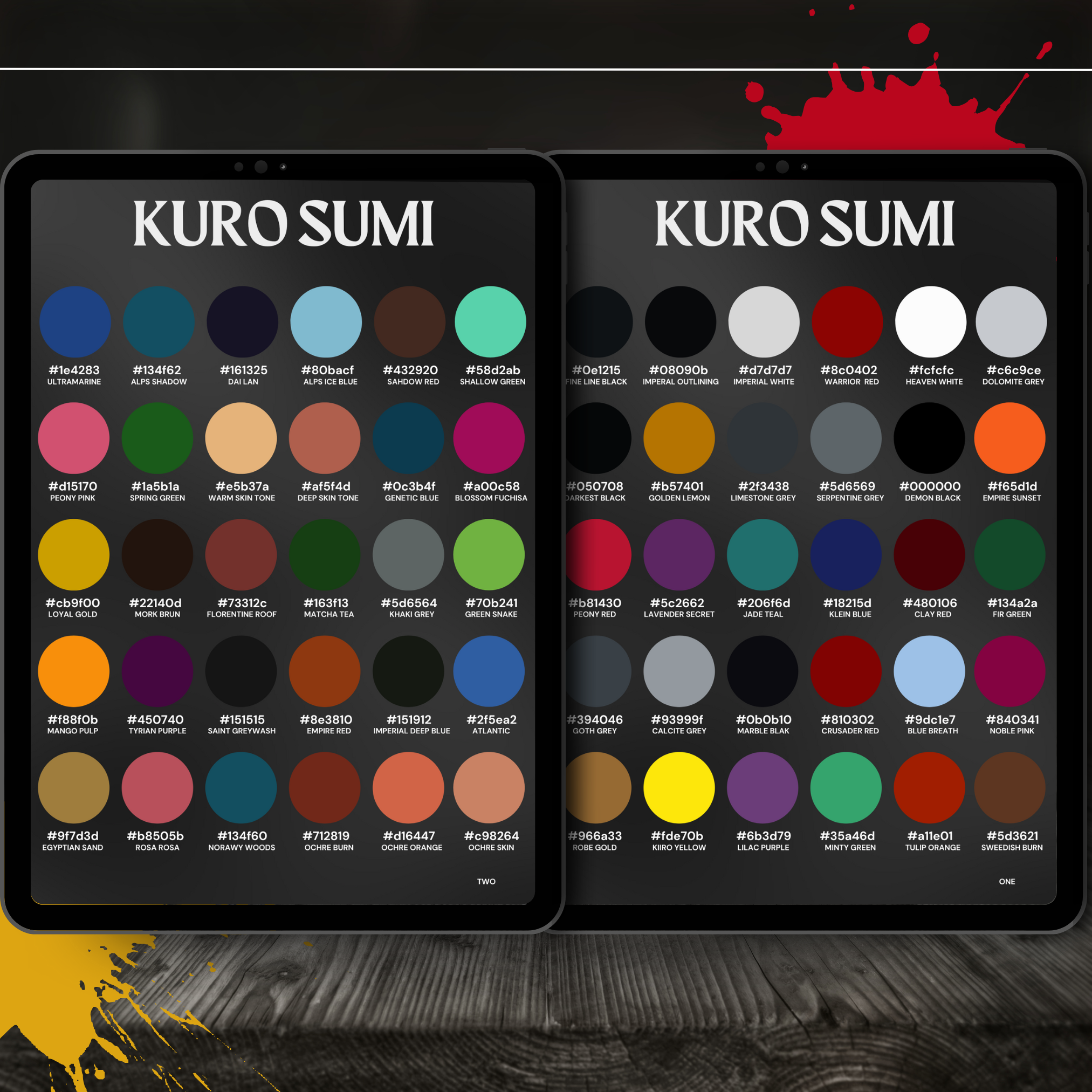 Kuro Sumi Procreate Ink Palette – 60 Authentic Japanese-Inspired Tattoo Colours