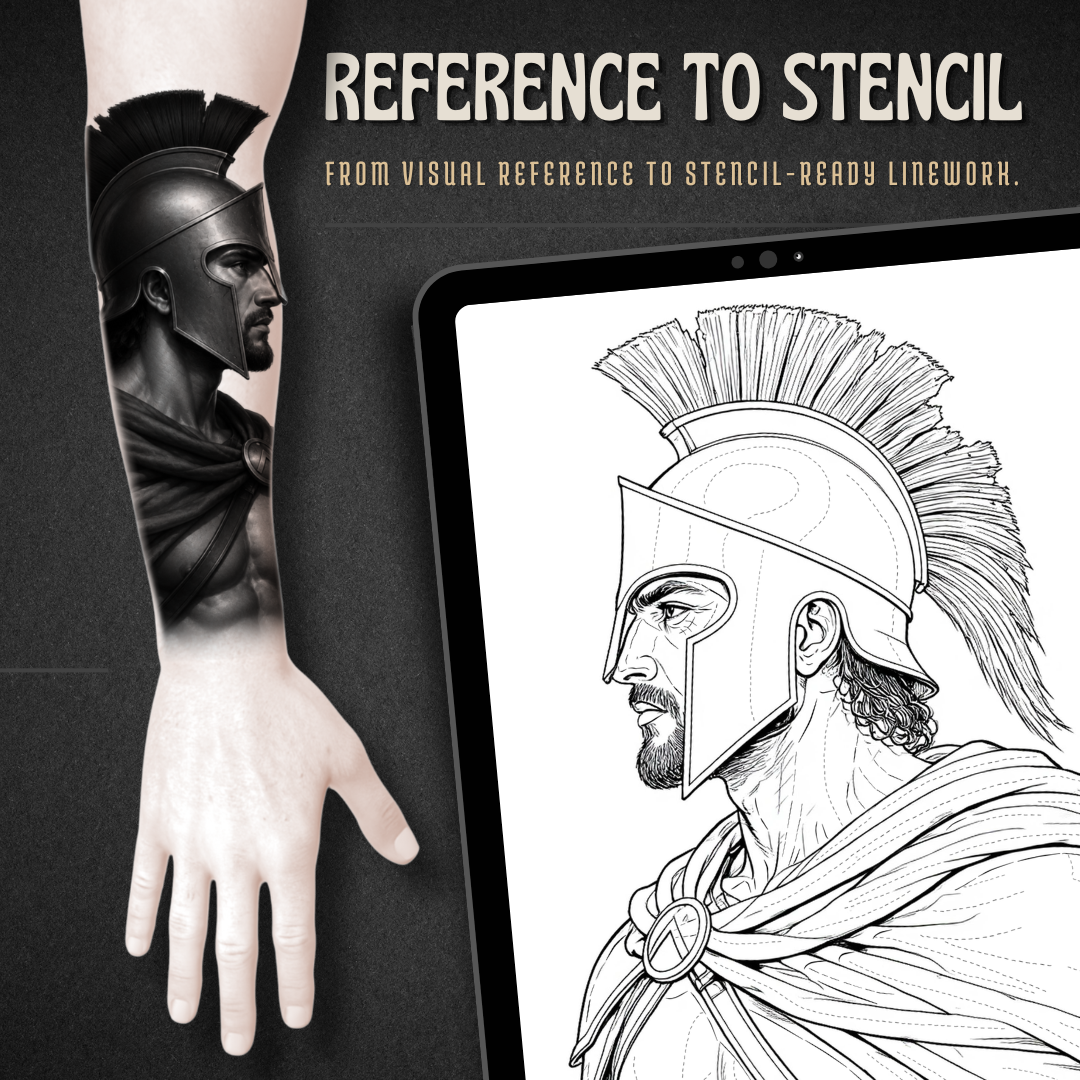 Spartan Warriors Procreate tattoo brush stamp set — design 3