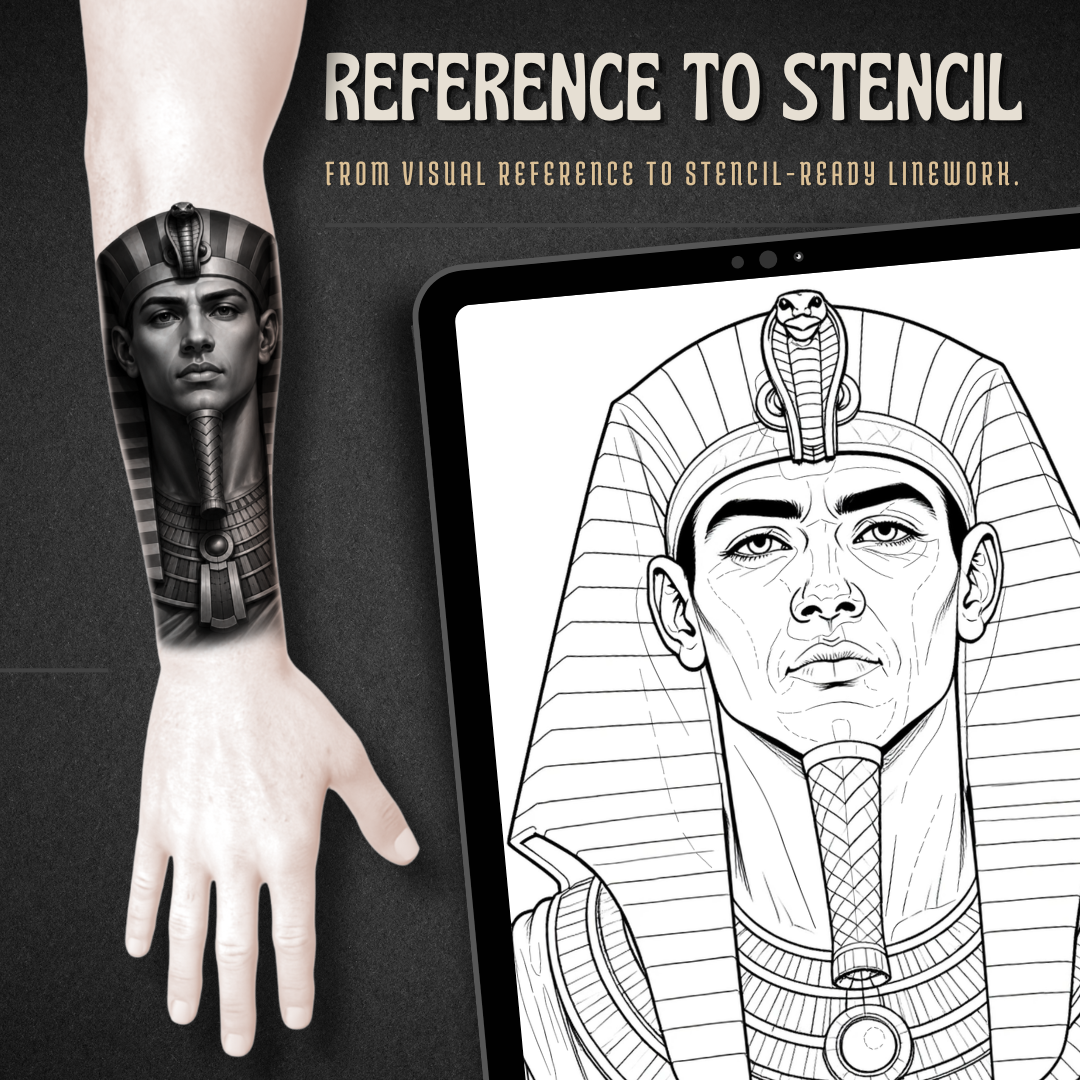 Egyptian Kings Procreate tattoo brush stamp set — design 3