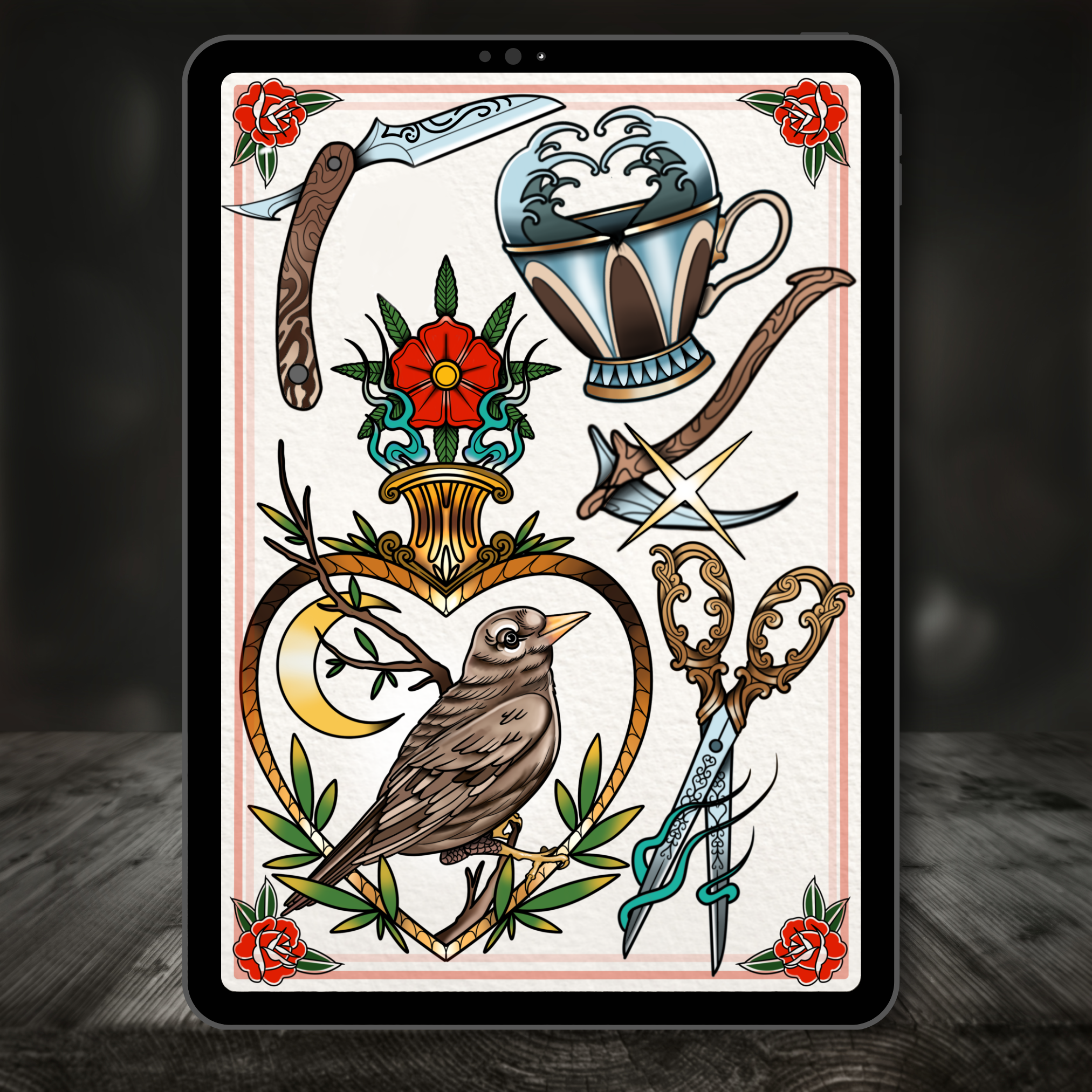 Neo-Traditional Tattoo Colour Palette for Procreate – Bold Ink Tones + Hex Chart