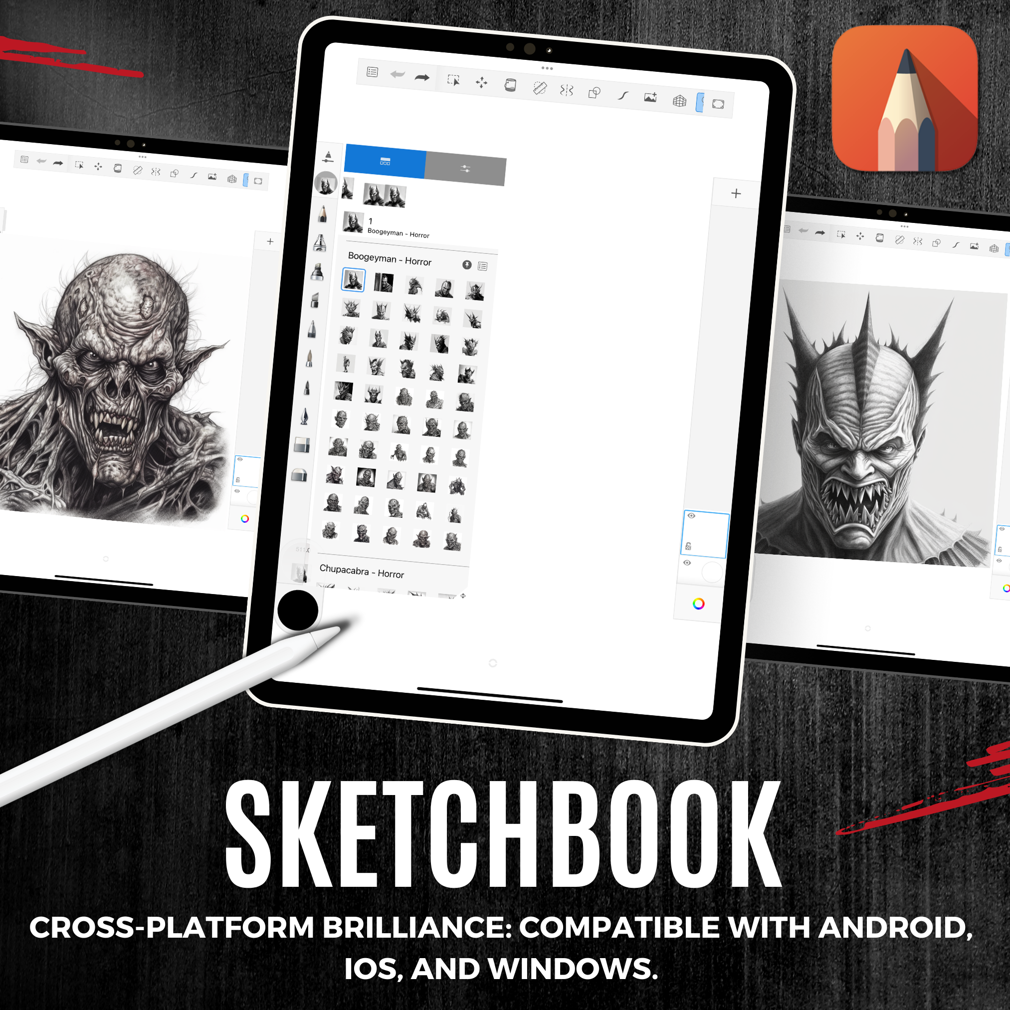 Boogeyman Digital Horror Design Collection: 50 Procreate & Sketchbook Images
