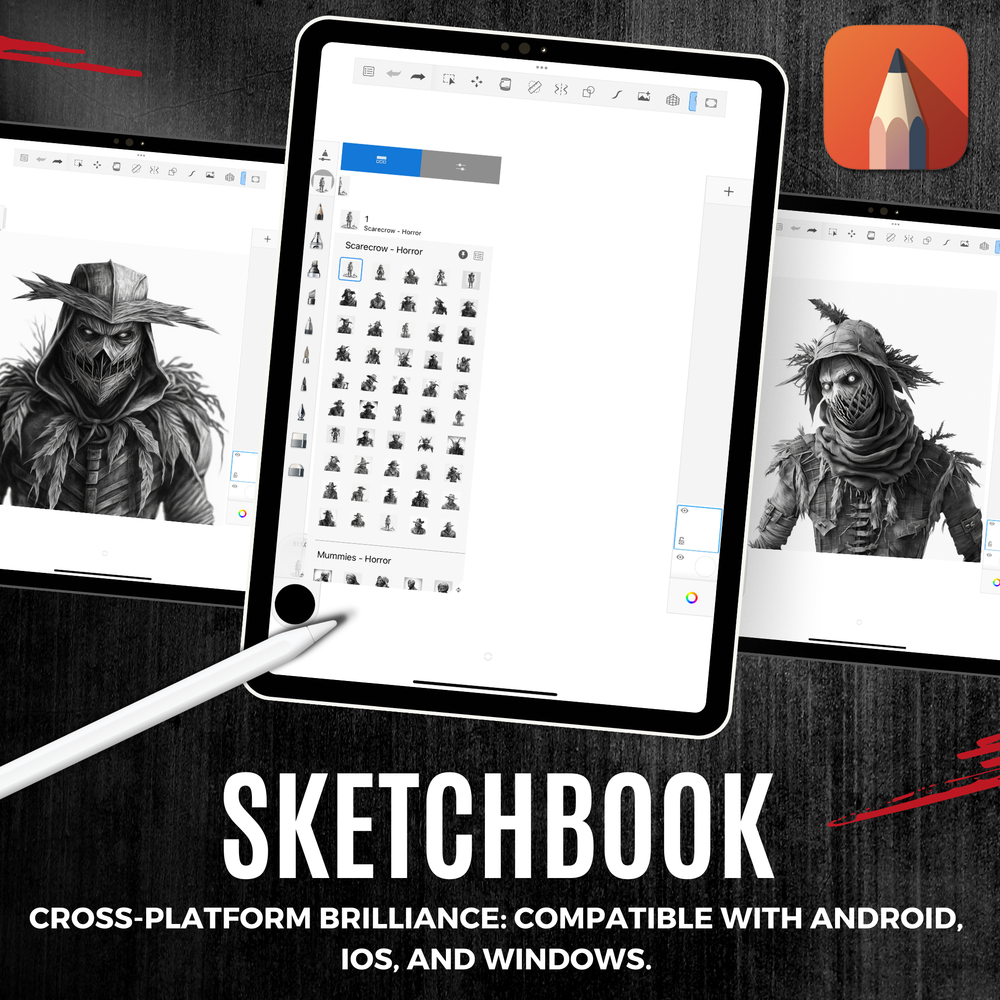 Scarecrow Digital Horror Design Collection: 50 Procreate & Sketchbook Images
