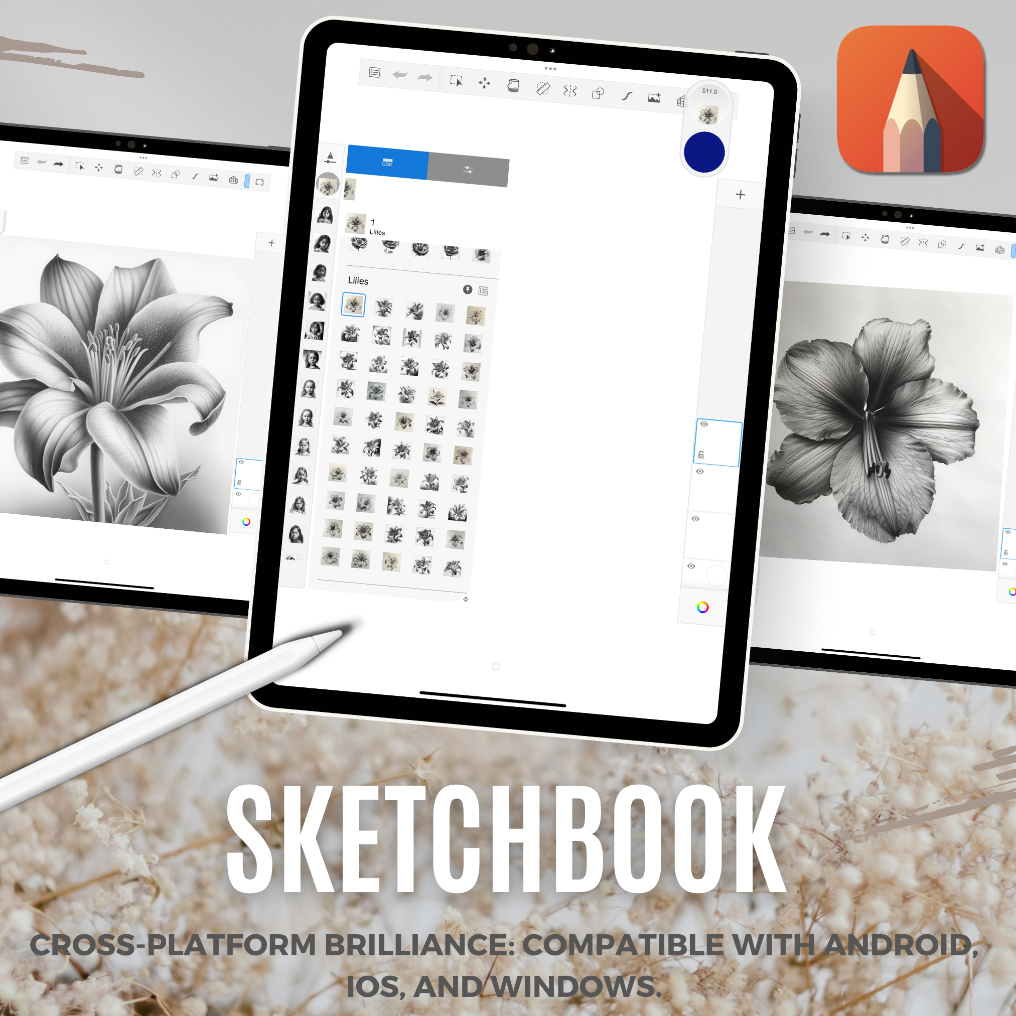 Lilies Digital Design Collection: 50 Procreate & Sketchbook Images