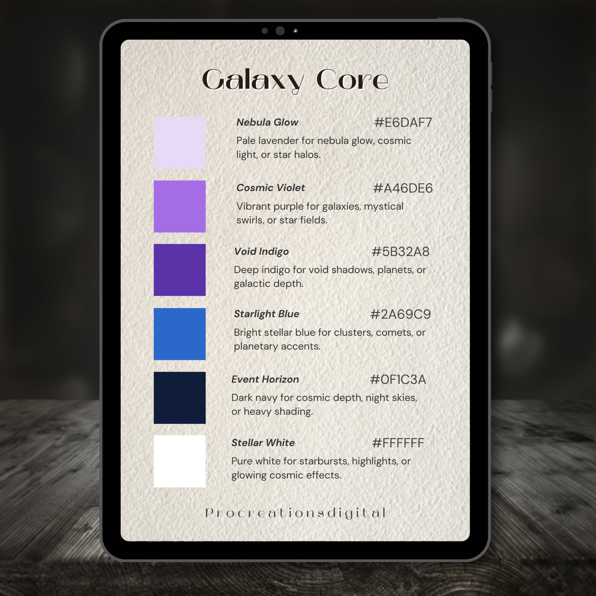 Galaxy Core Colour Palette
