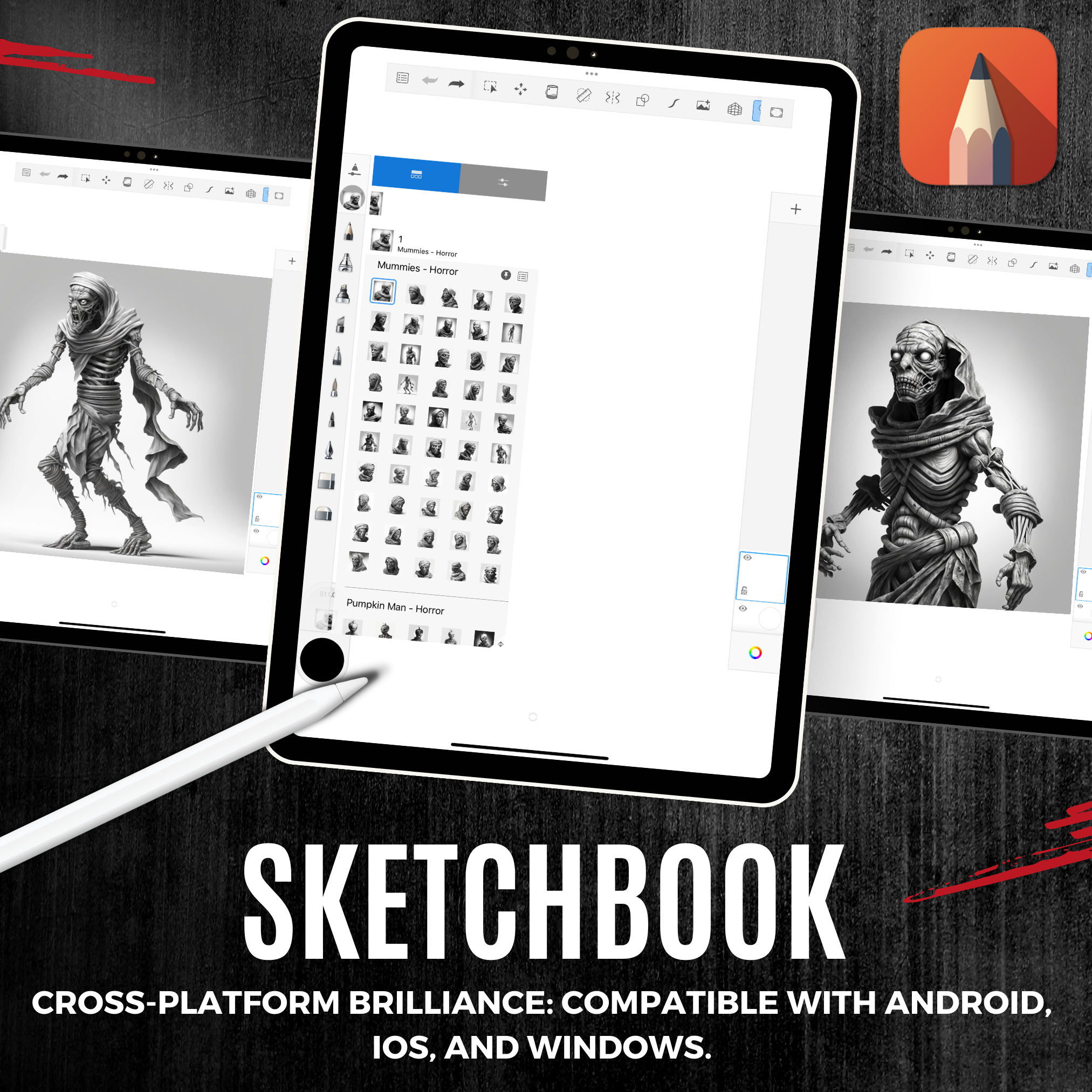 Mummies Digital Horror Design Collection: 50 Procreate & Sketchbook Images
