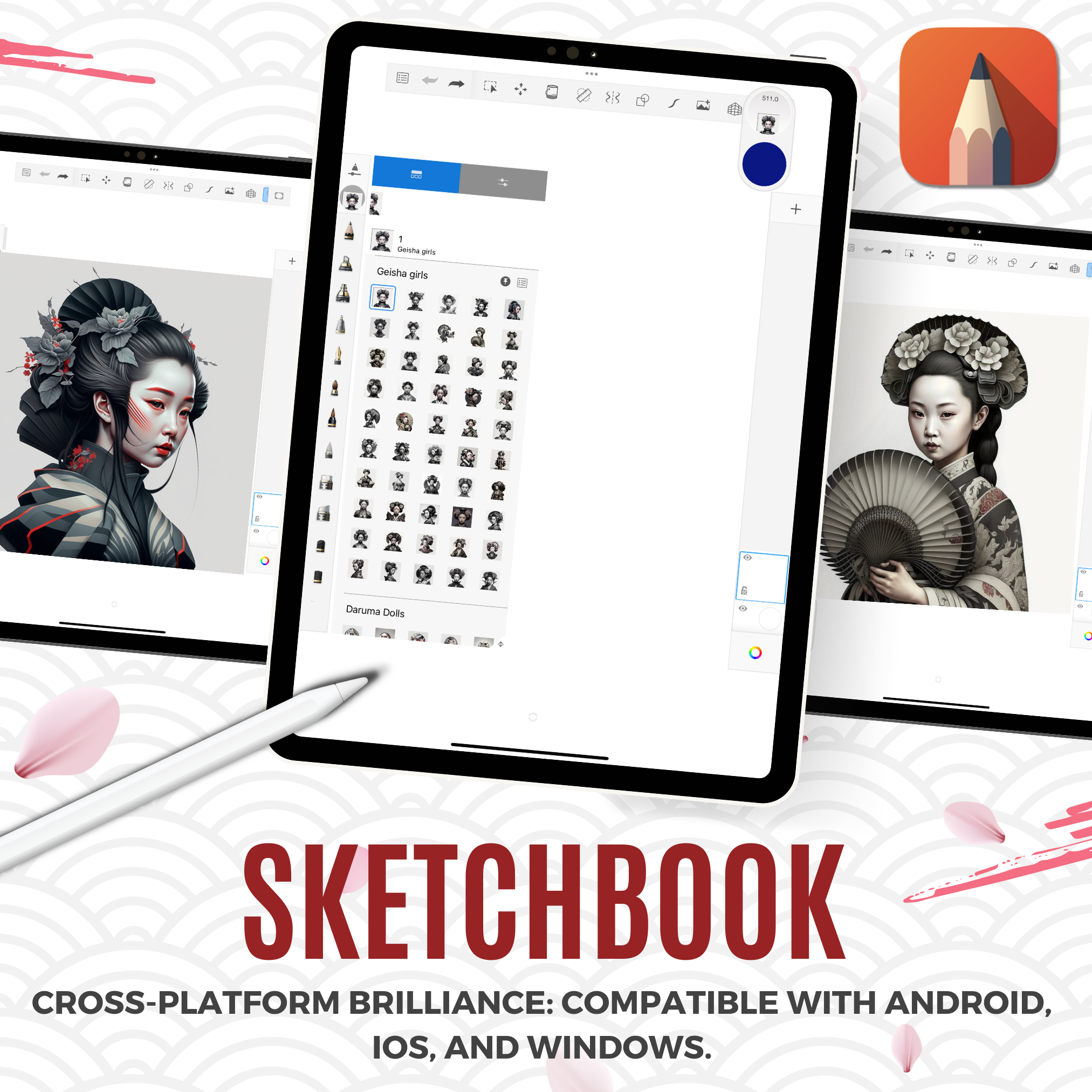 Geisha Girls Digital Reference Design Collection: 50 Procreate & Sketchbook Image