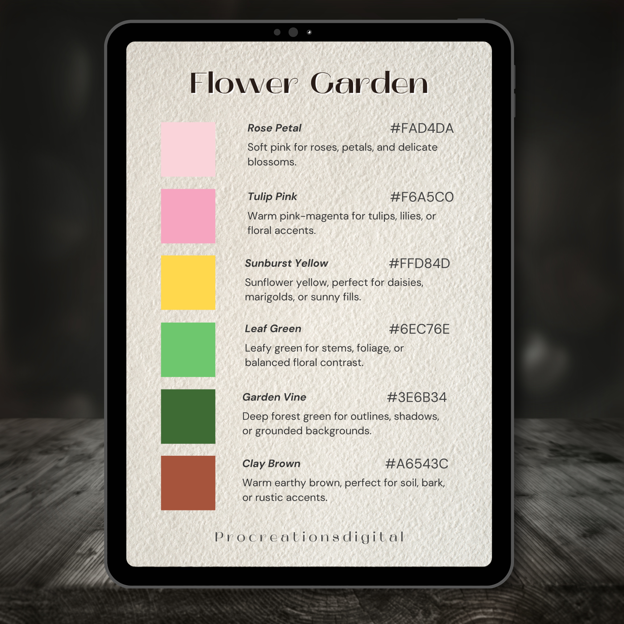 Flower Garden Color Palette for Procreate – Blooming Floral Tones + Hex Chart