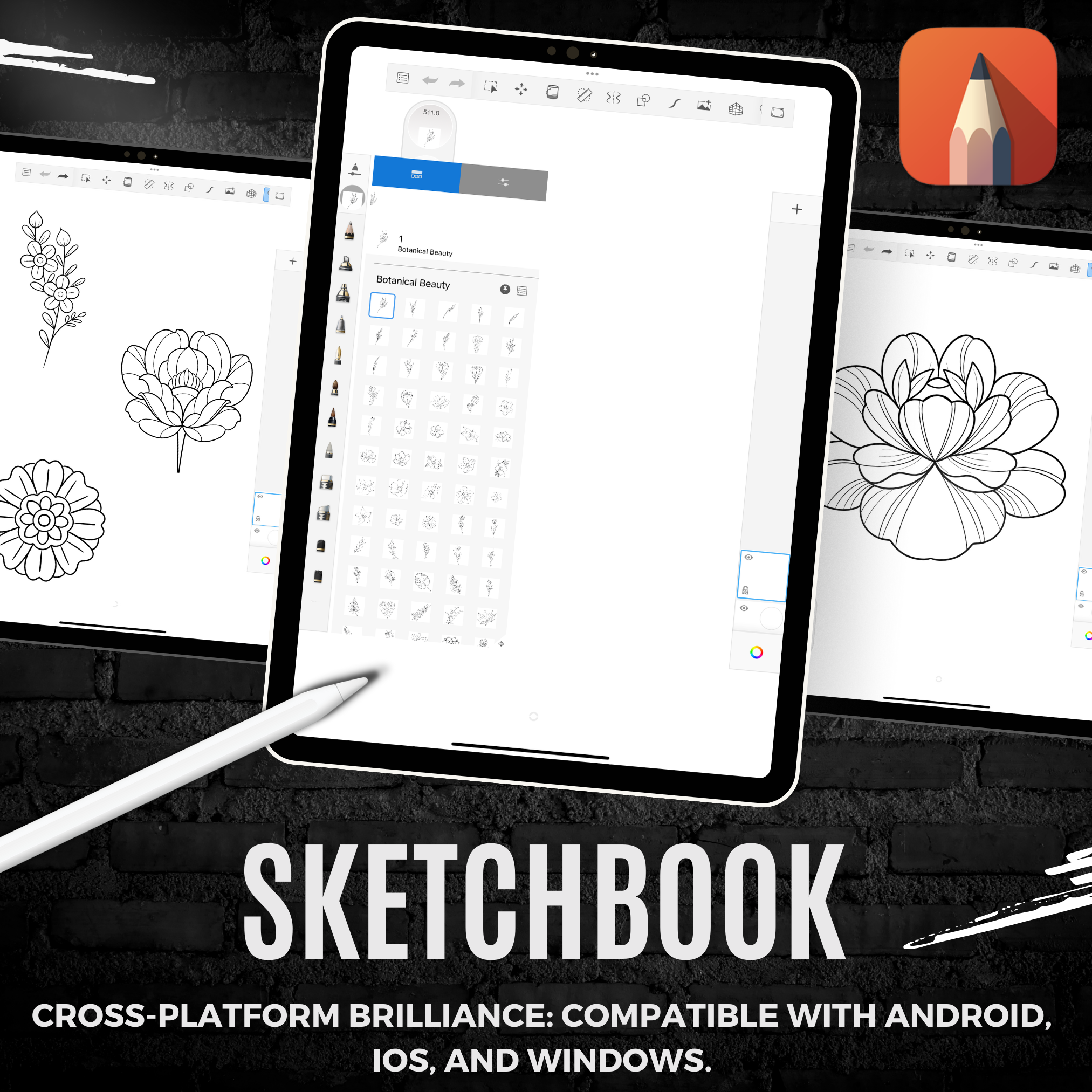Ornamental Floral Flash Stamp Set – 80 Procreate & Sketchbook Stamps for Tattoo Artists 🌸✨