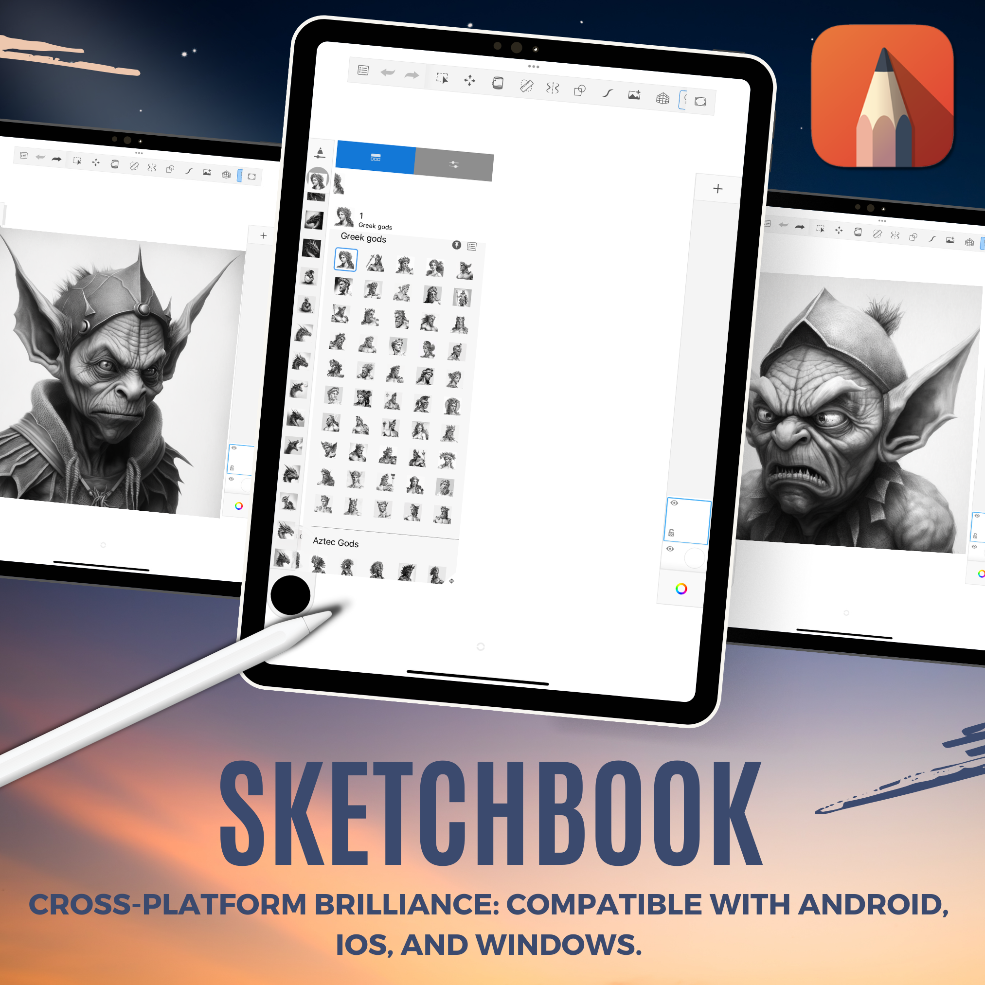 Greek Gods Digital Design Collection: 50 Procreate & Sketchbook Images