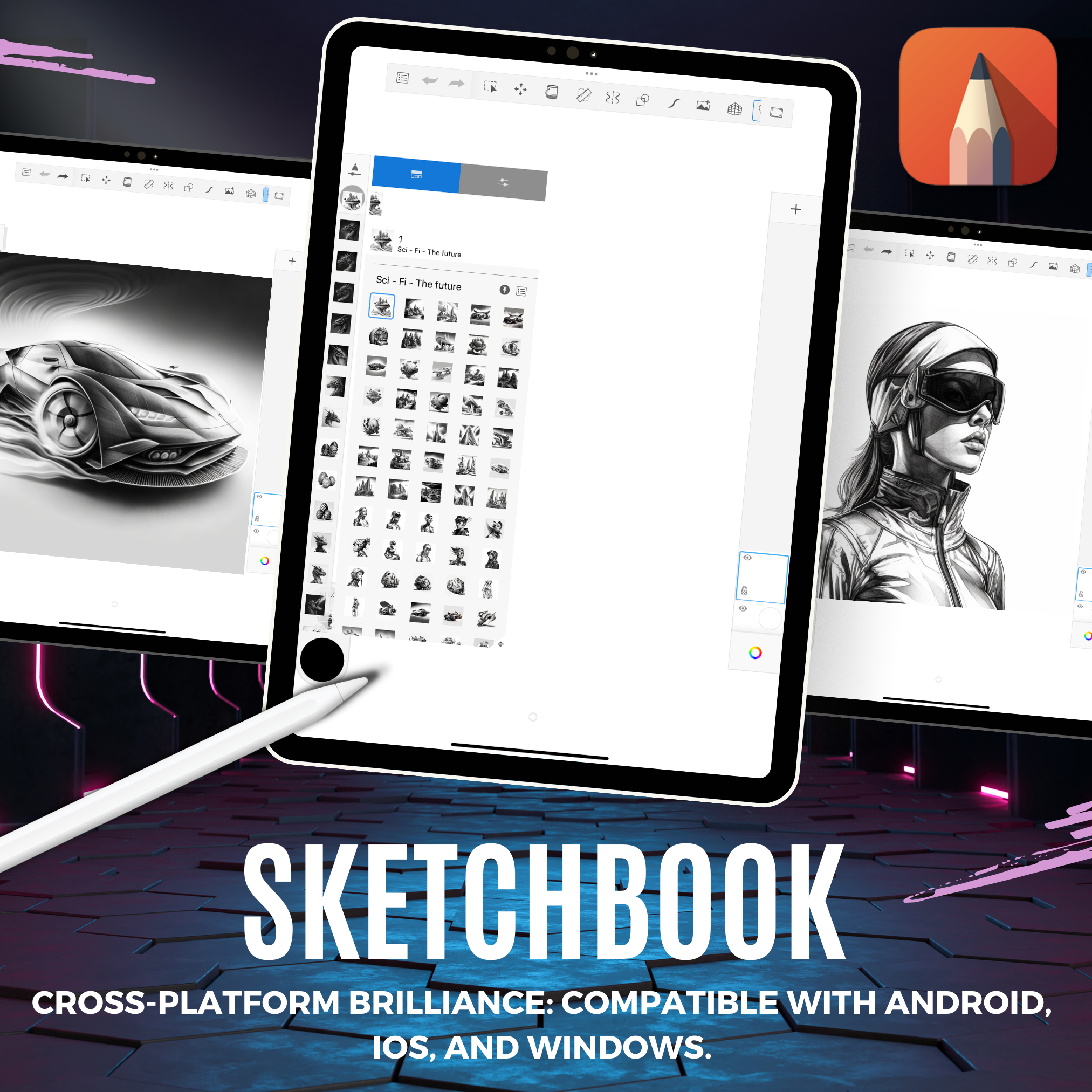 The Future Digital Sci-Fi Design Collection: 100 Procreate & Sketchbook Images