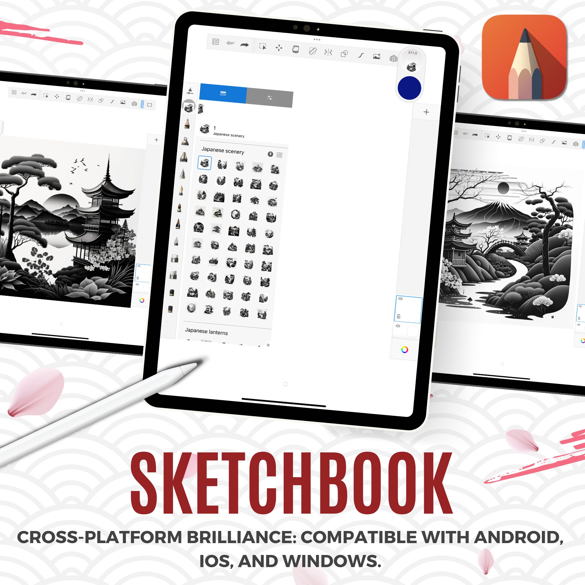 Japanese Scenery Digital Reference Design Collection: 50 Procreate & Sketchbook Images