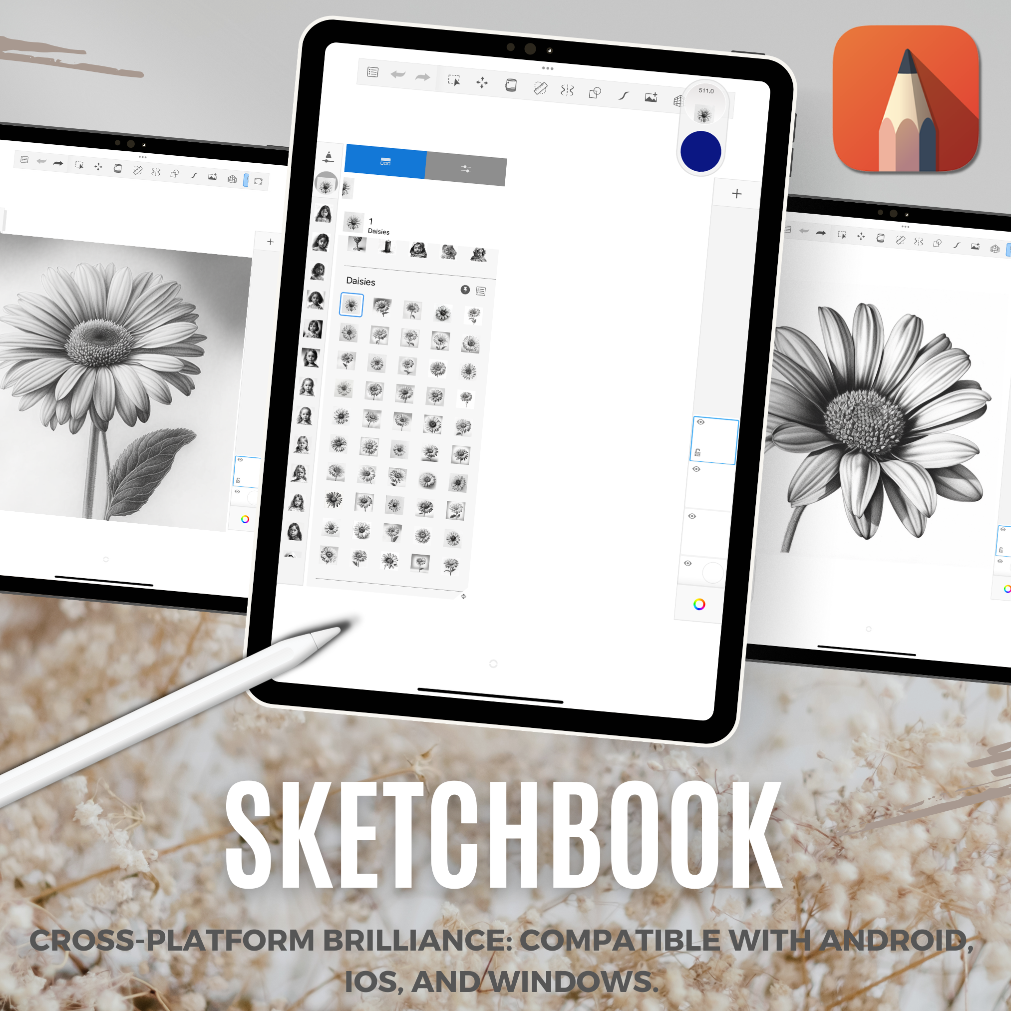 Daisies Digital Design Collection: 50 Procreate & Sketchbook Images
