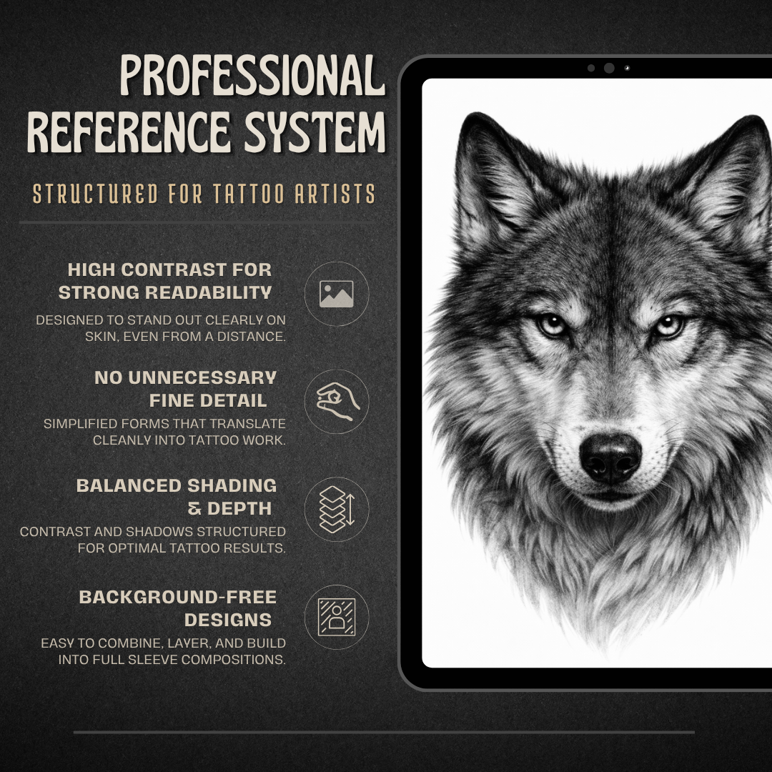 Wolves Procreate tattoo brush stamp set — design 5