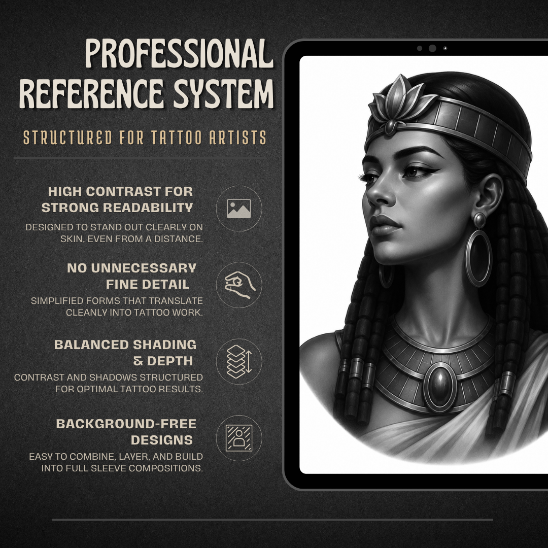 Egyptian Queens Procreate Brush Set | 40 Tattoo Designs + Stencils