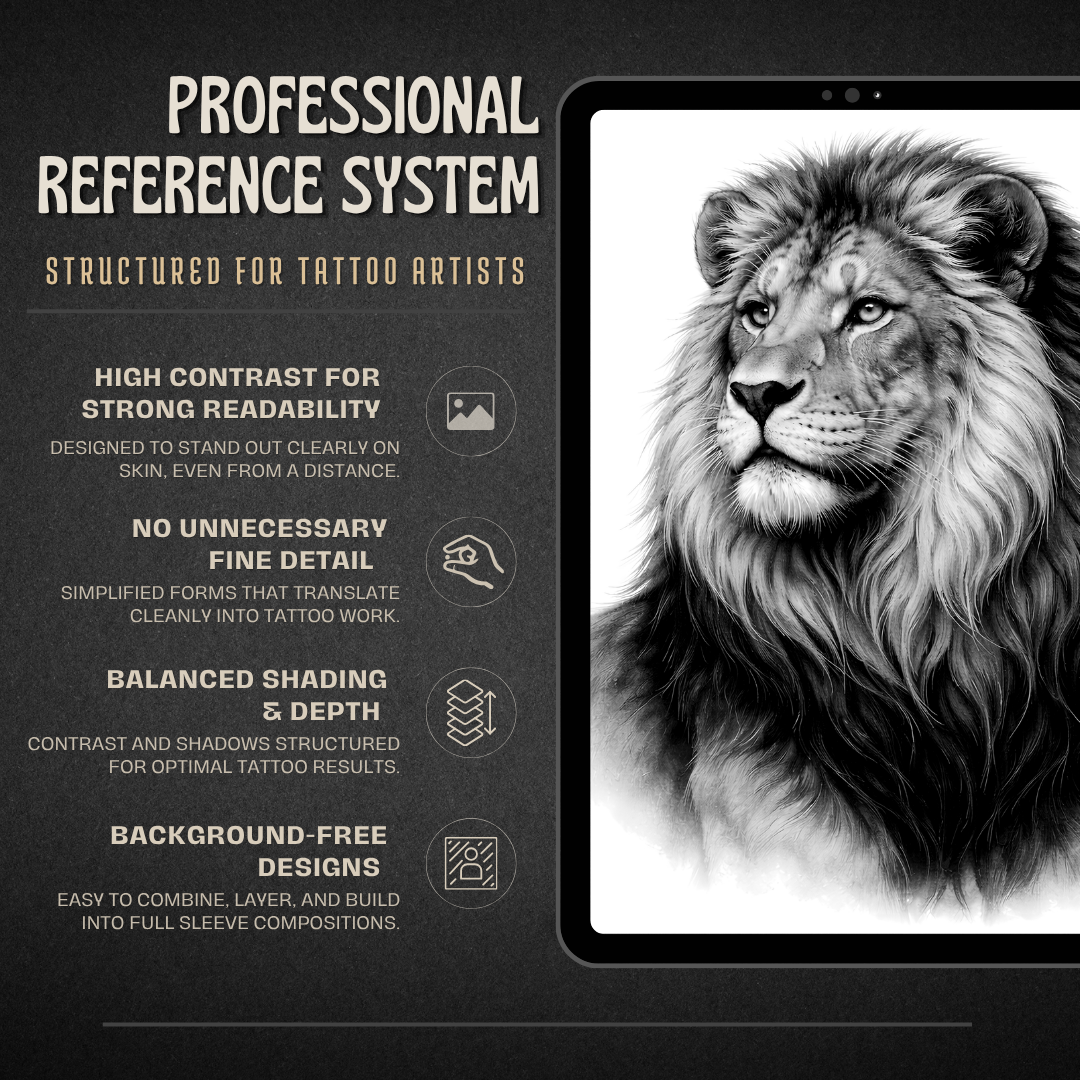 Lions Procreate tattoo brush stamp set — design 5