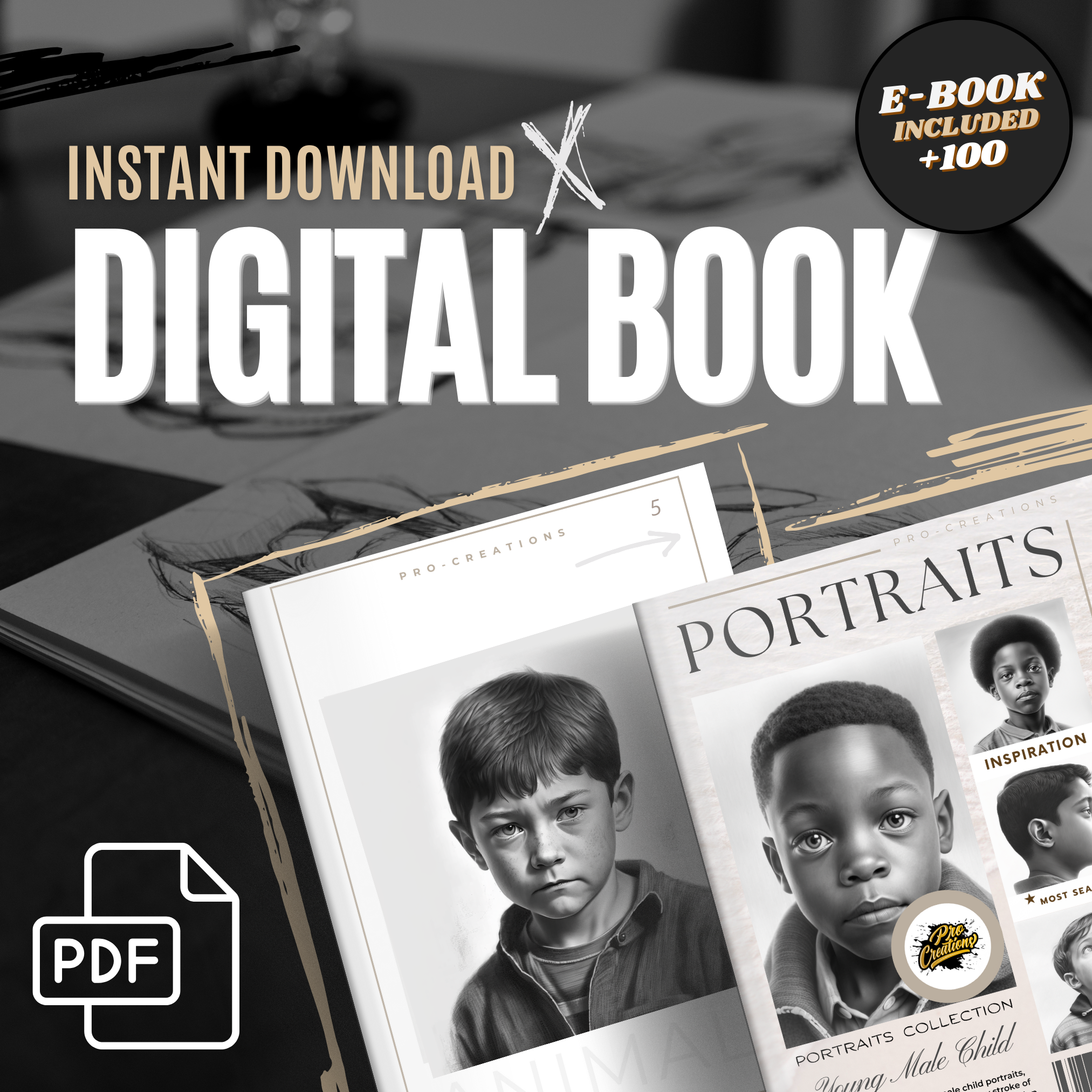 Young Boy Portraits Digital Design Collection: 100 Procreate & Sketchbook Images