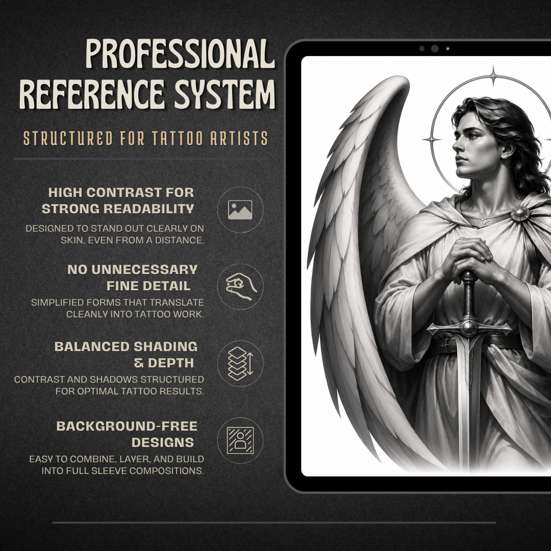 Angels Procreate tattoo brush stamp set — design 5