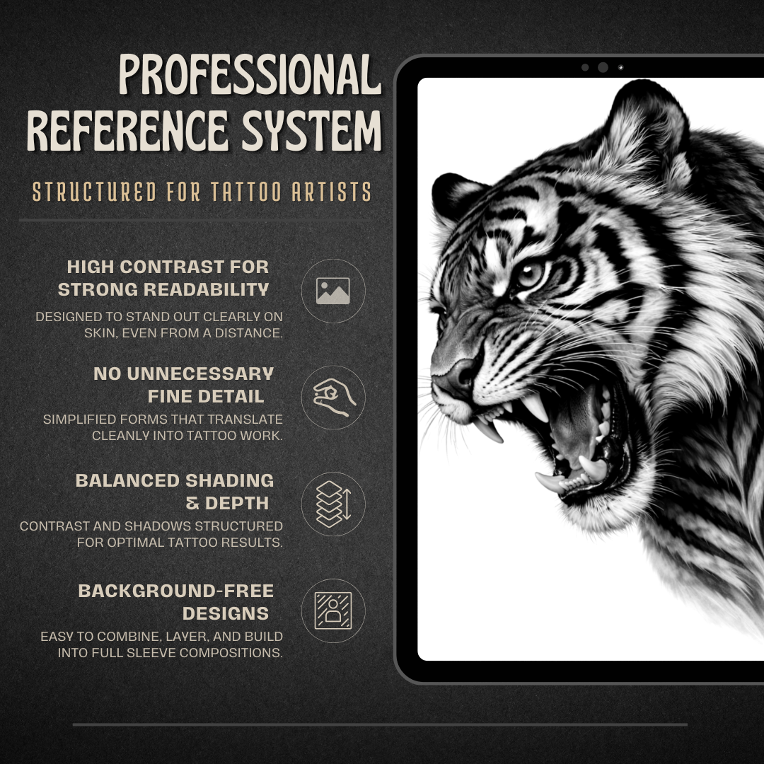 Tigers Procreate tattoo brush stamp set — design 5