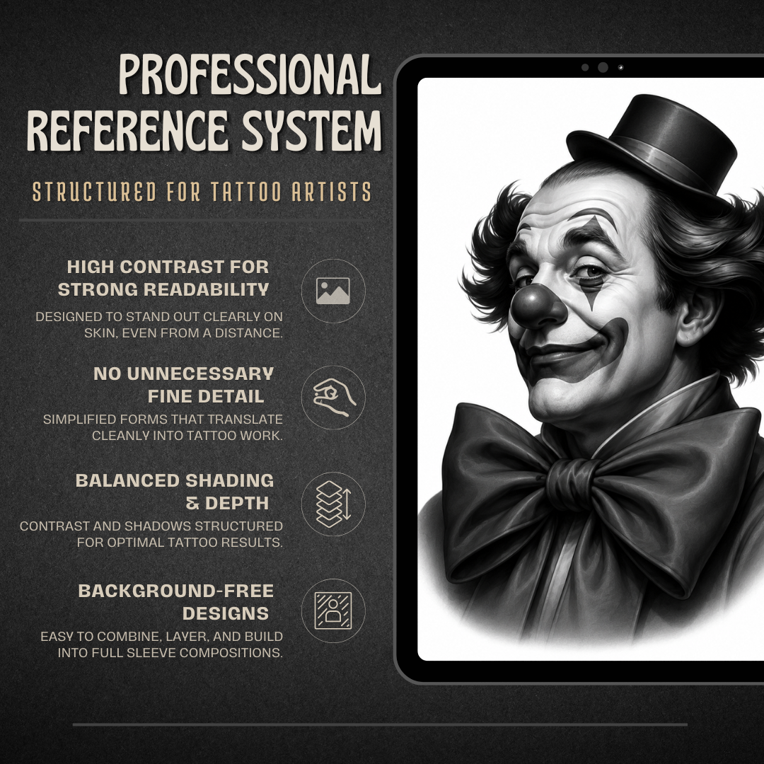 Clowns Procreate tattoo brush stamp set — design 5
