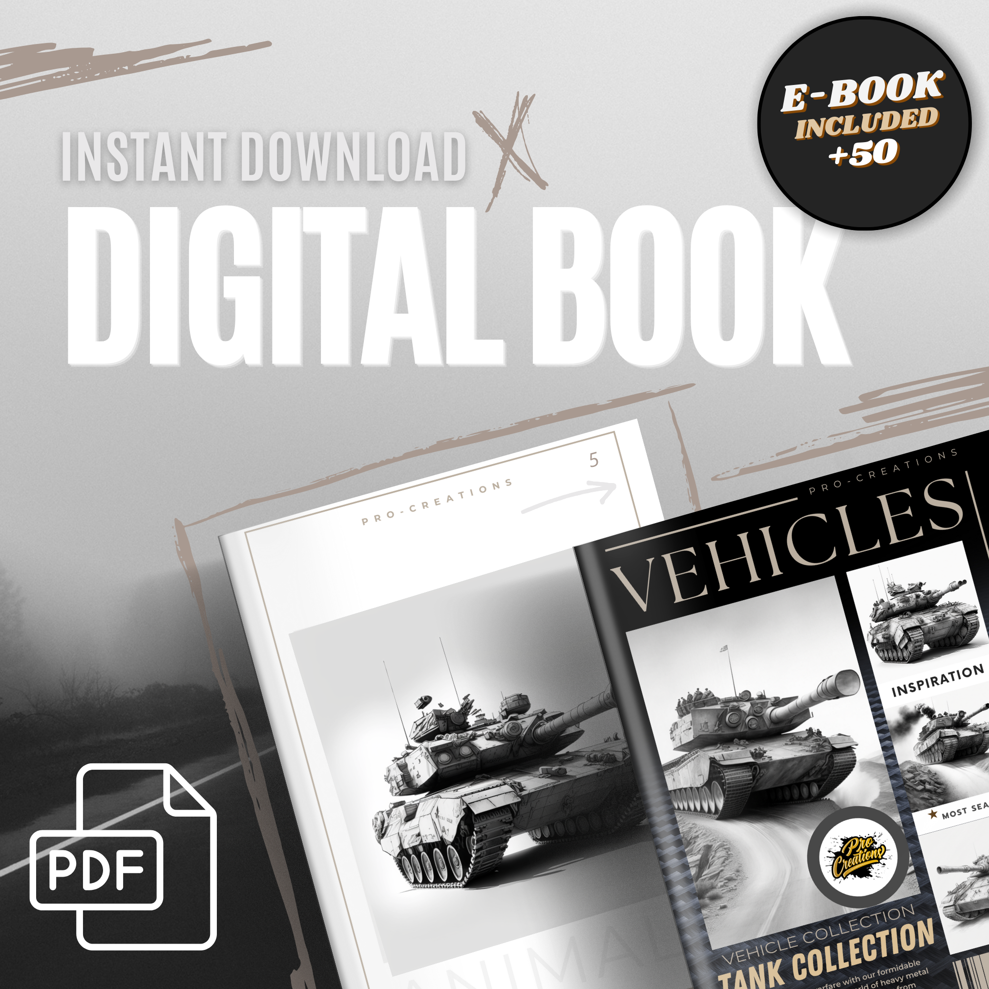 Tanks Digital Design Collection: 50 Procreate & Sketchbook Images