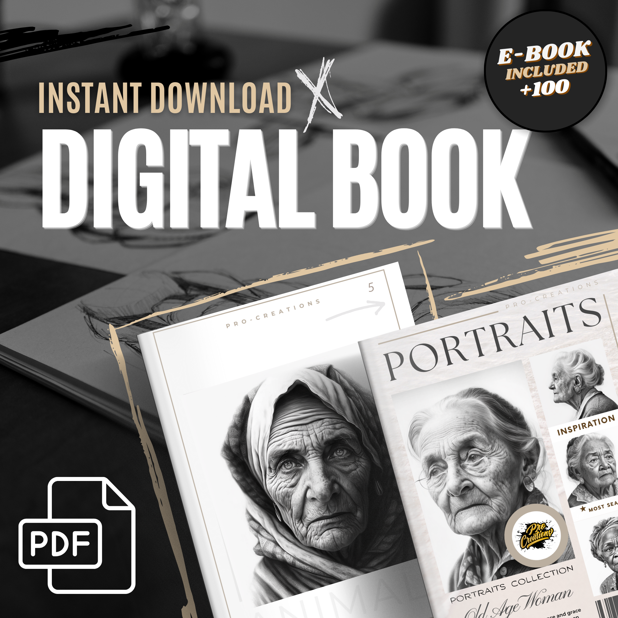Old-Aged Women Portraits Digital Design Collection: 100 Procreate & Sketchbook Images
