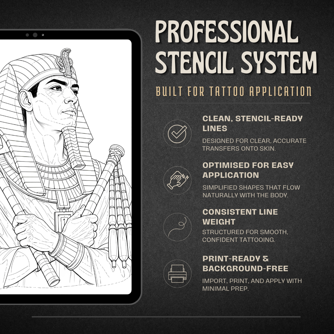 Egyptian Kings Procreate tattoo brush stamp set — design 6