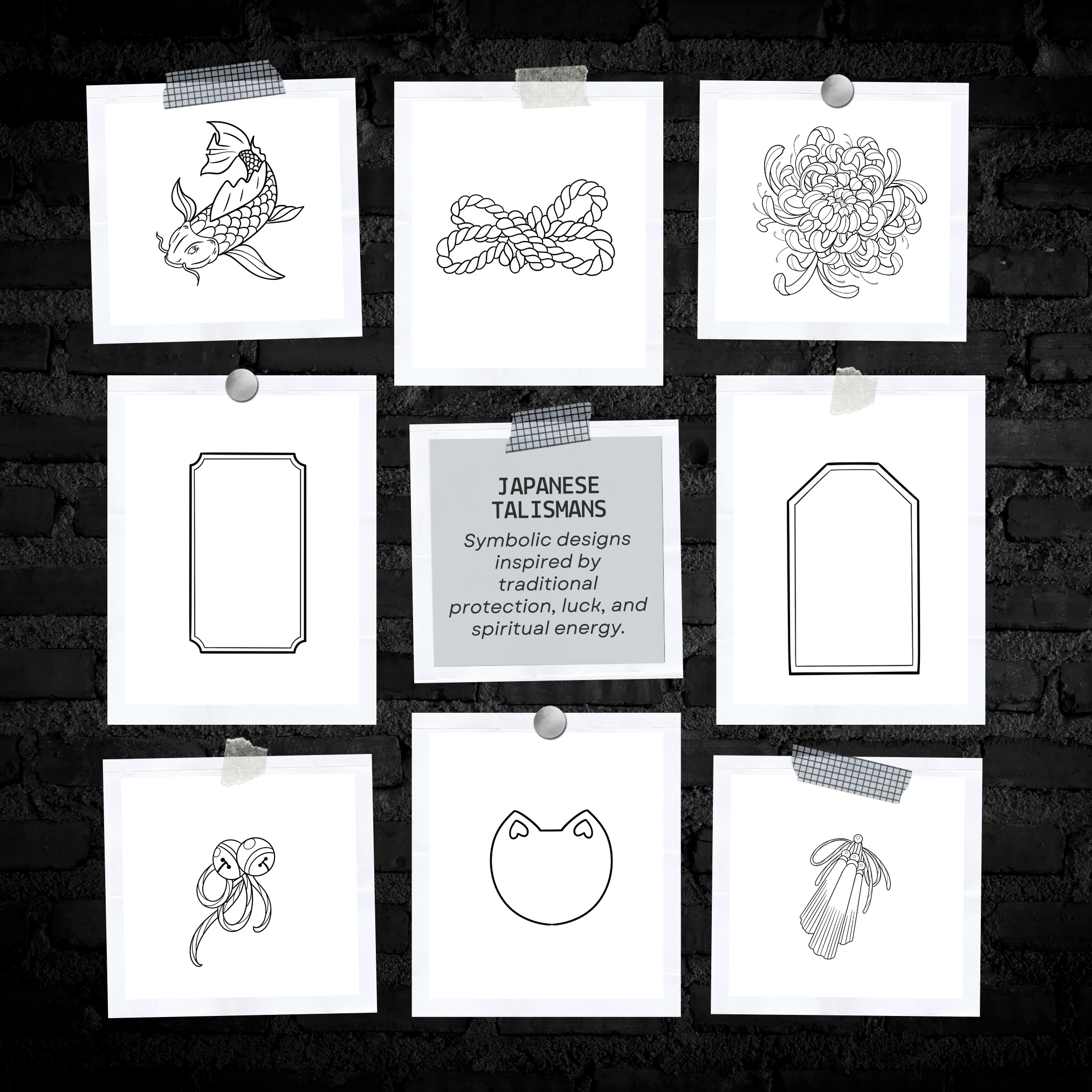 Japanese Talismans – 80 Procreate Flash Stamps for Tattoo Artists & Digital Creators