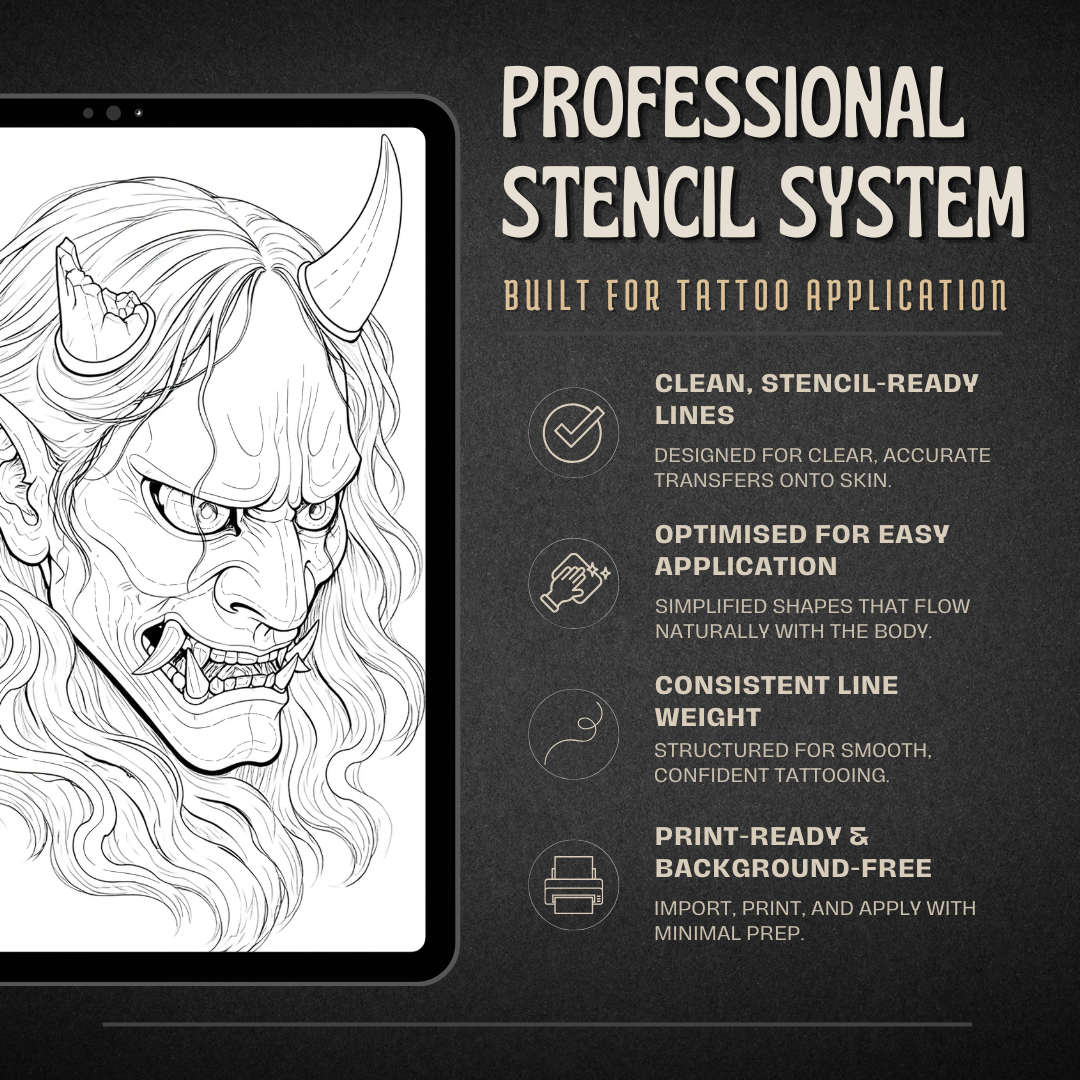 Hanya Masks Procreate tattoo brush stamp set — design 6