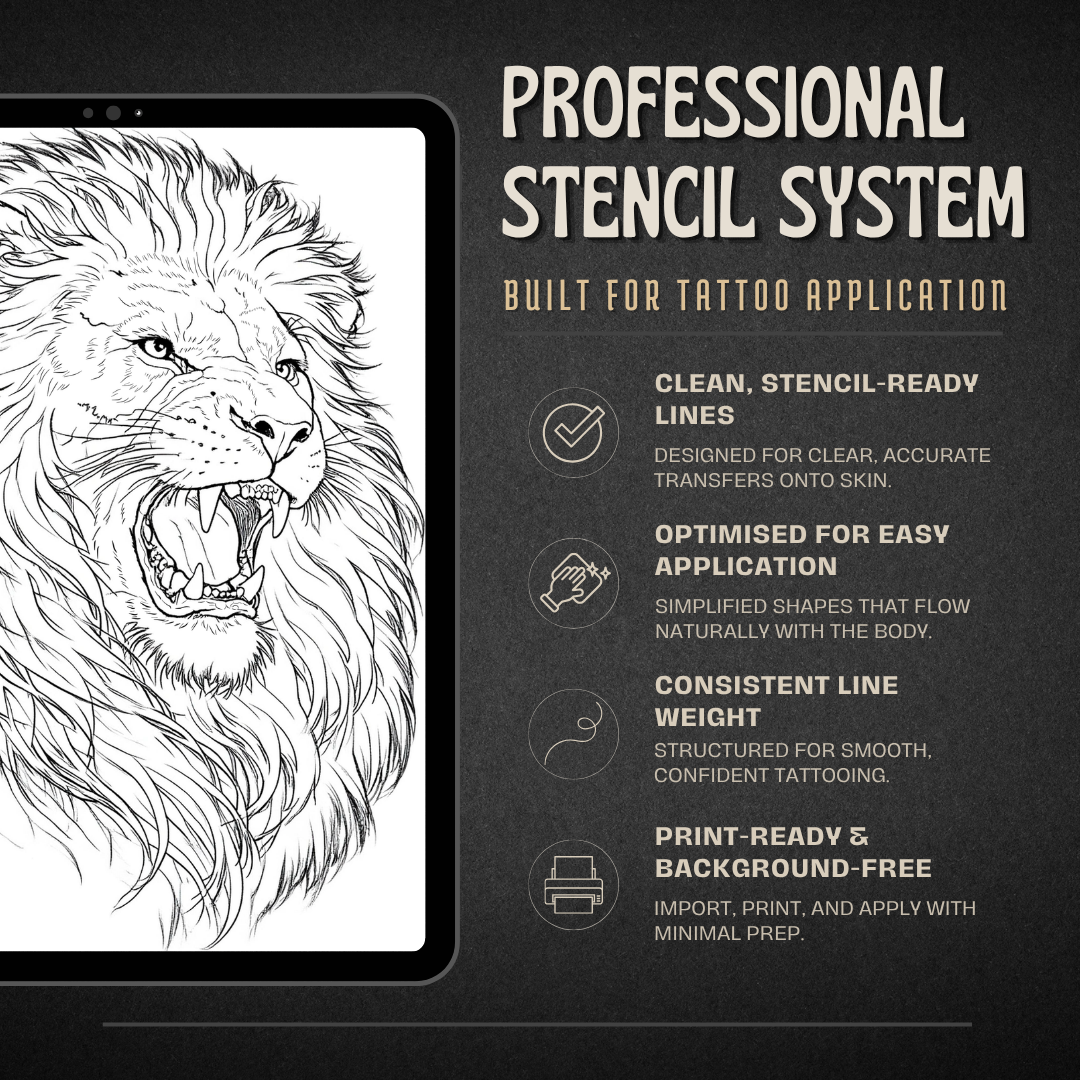 Lions Procreate tattoo brush stamp set — design 6