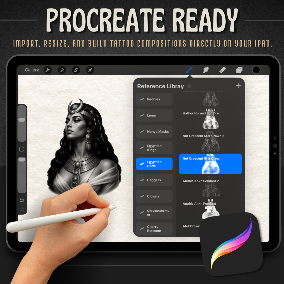 Egyptian Gods Procreate tattoo brush stamp set — design 7