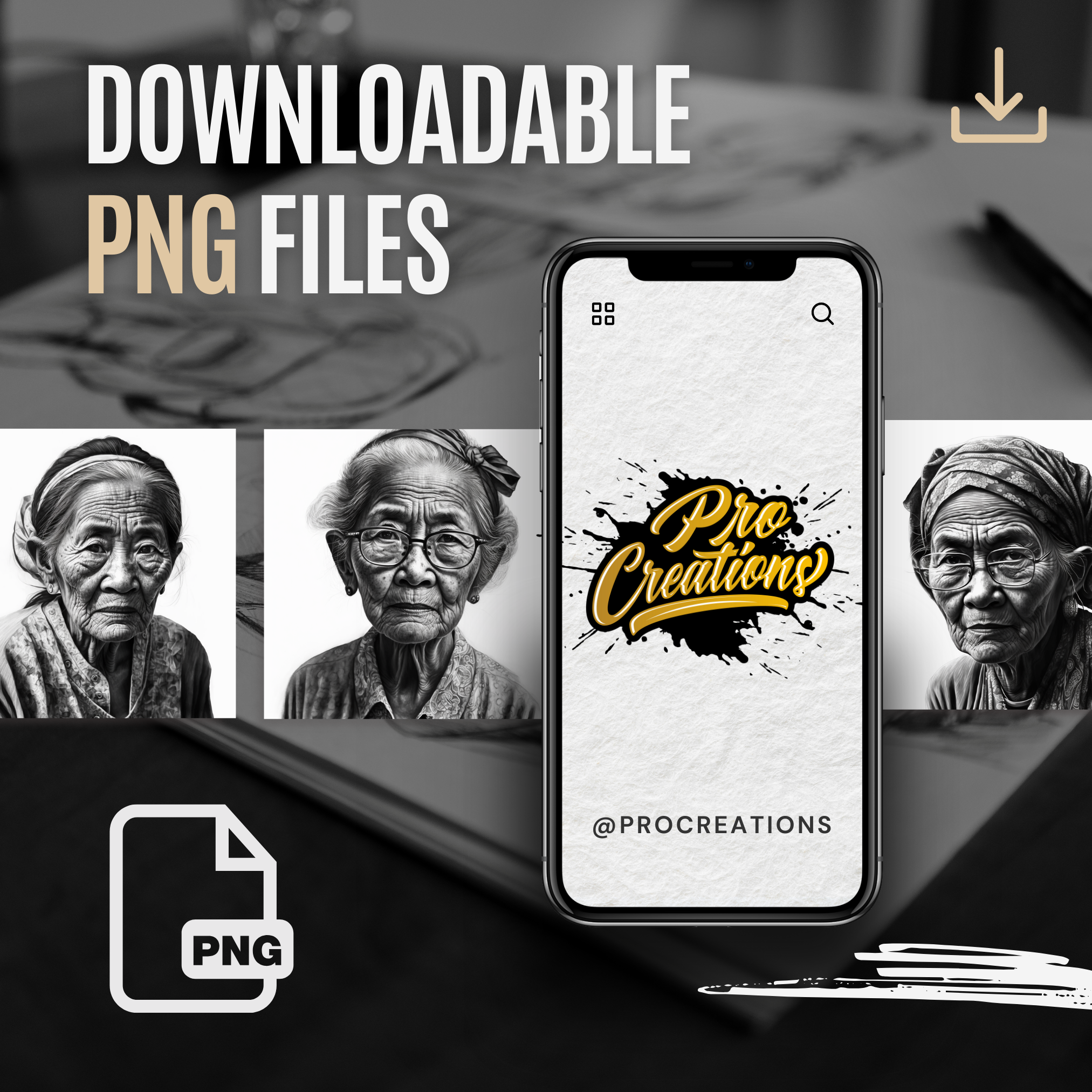 Old-Aged Women Portraits Digital Design Collection: 100 Procreate & Sketchbook Images