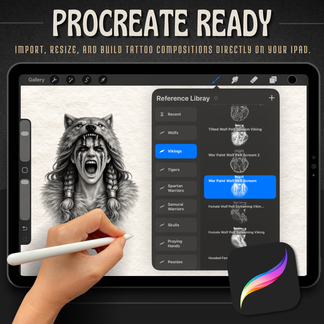 Vikings Procreate tattoo brush stamp set — design 7