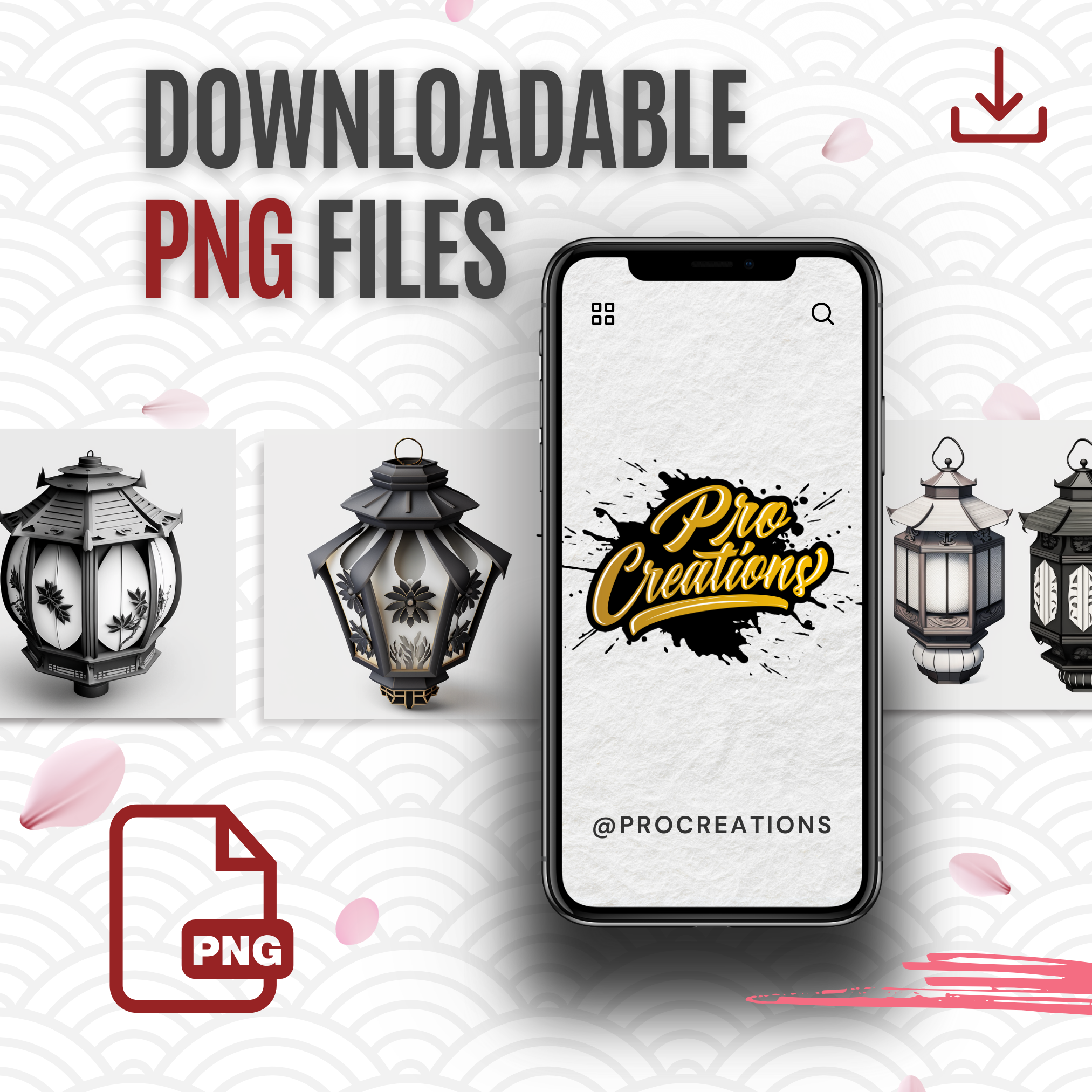 Japanese Lanterns Digital Reference Design Collection: 50 Procreate & Sketchbook Images