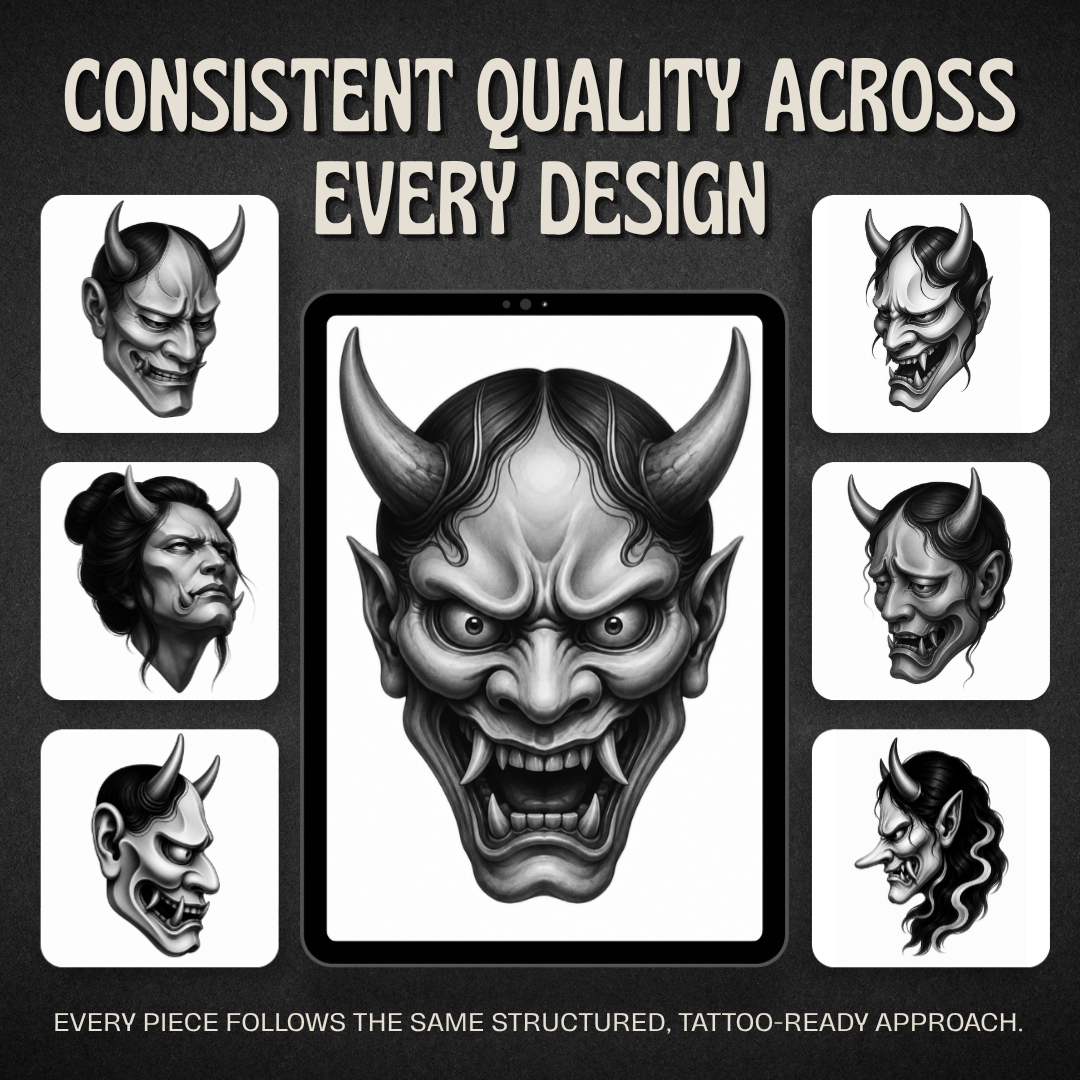 Hanya Masks Procreate tattoo brush stamp set — design 8