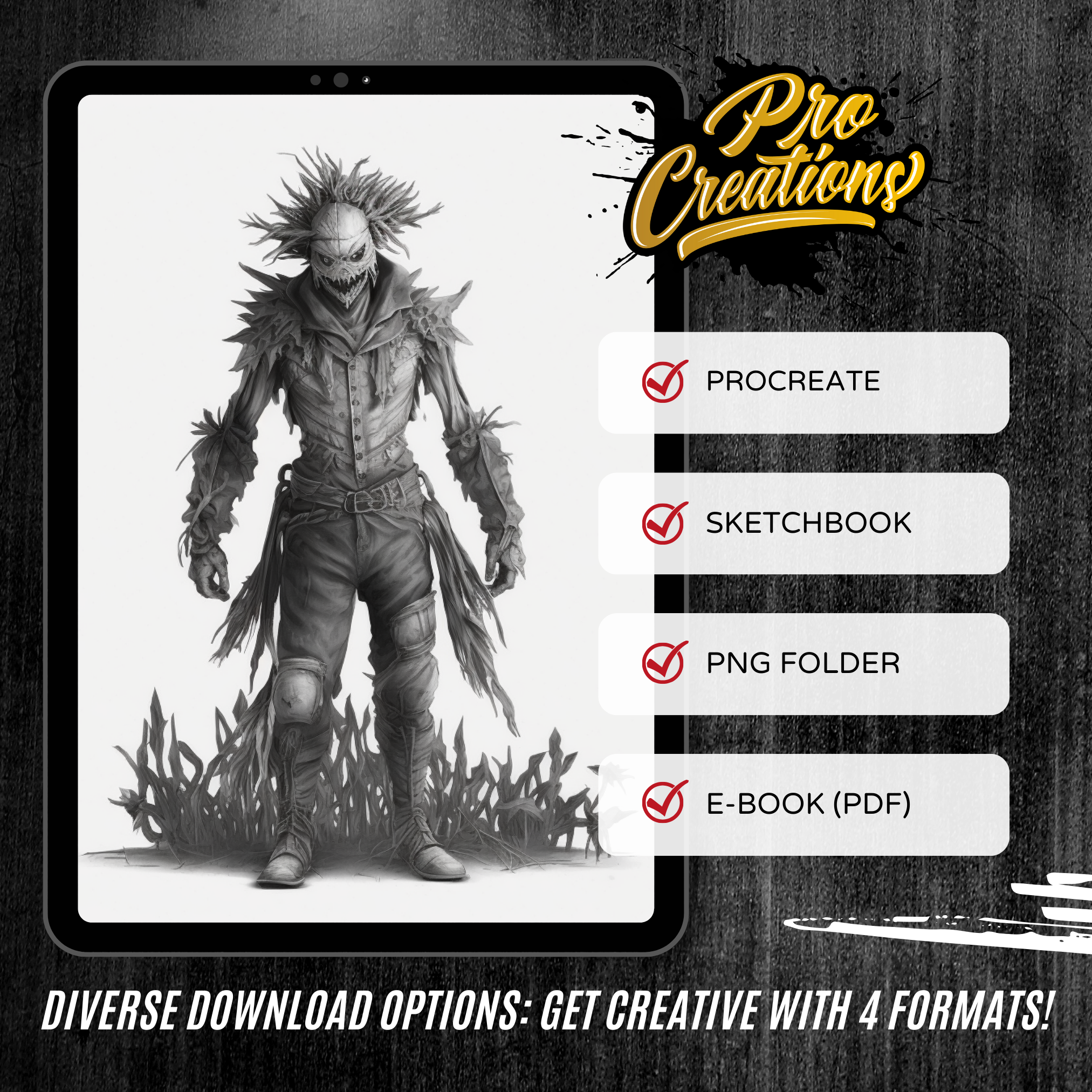 Scarecrow Digital Horror Design Collection: 50 Procreate & Sketchbook Images
