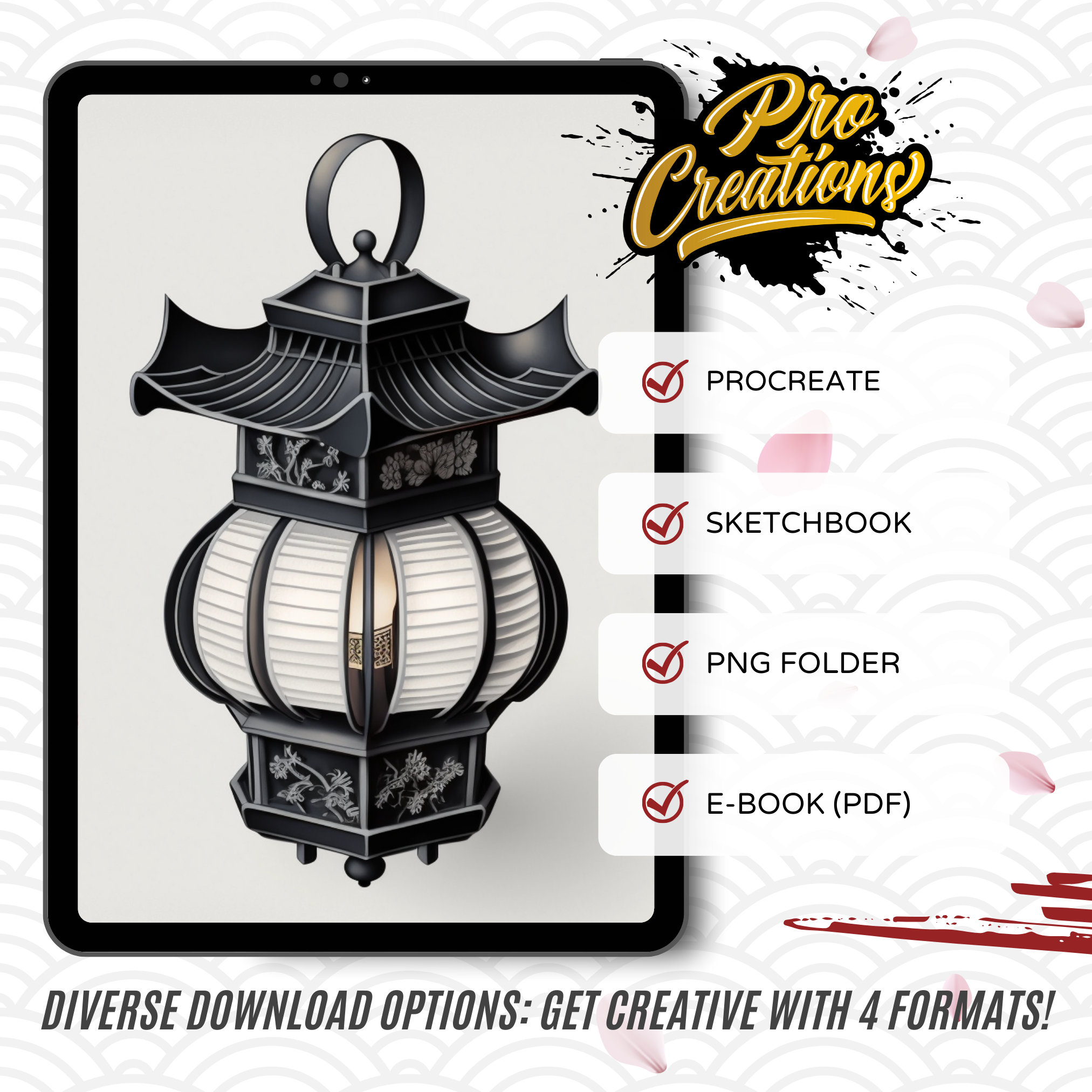 Japanese Lanterns Digital Reference Design Collection: 50 Procreate & Sketchbook Images