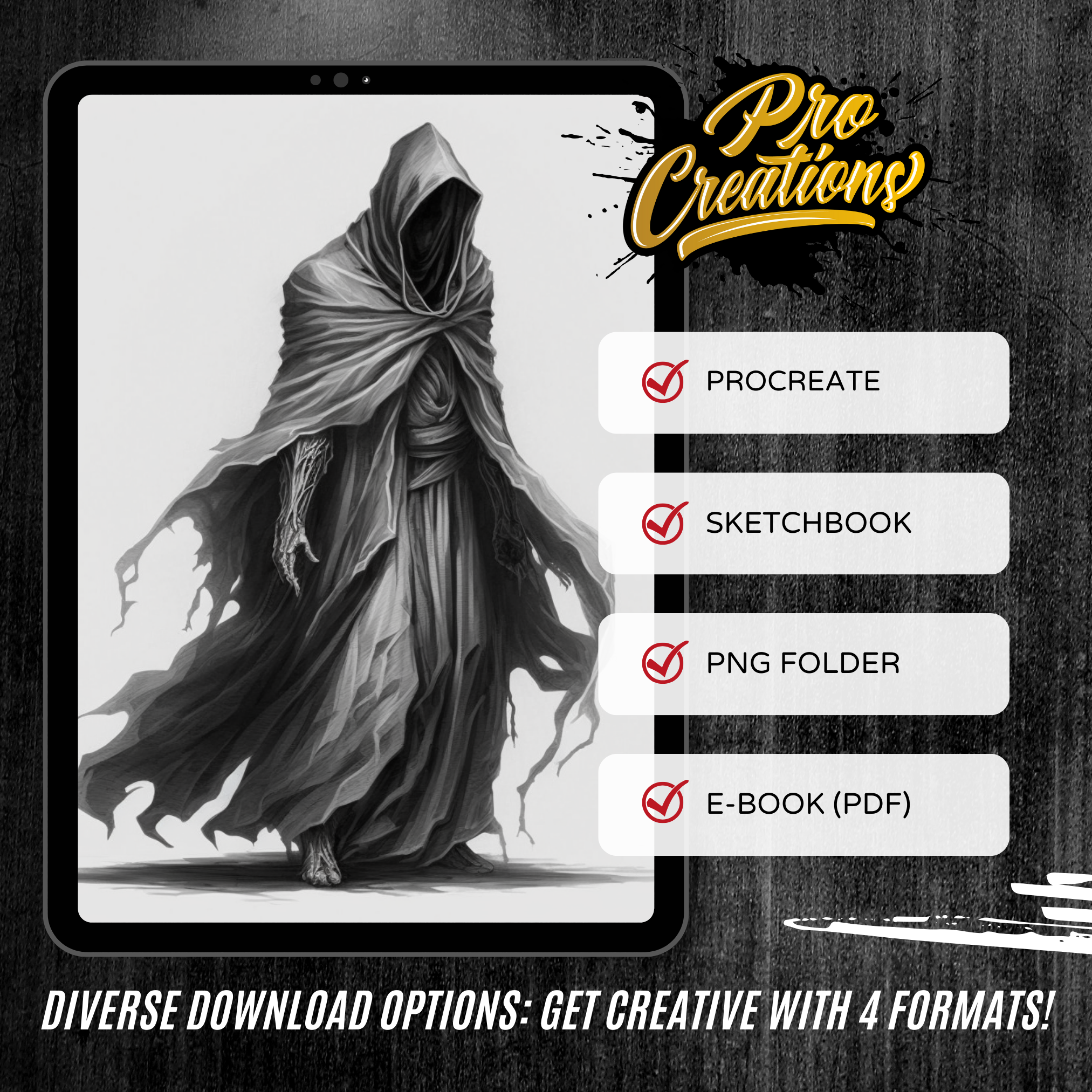 Ghosts Digital Horror Design Collection: 50 Procreate & Sketchbook Images